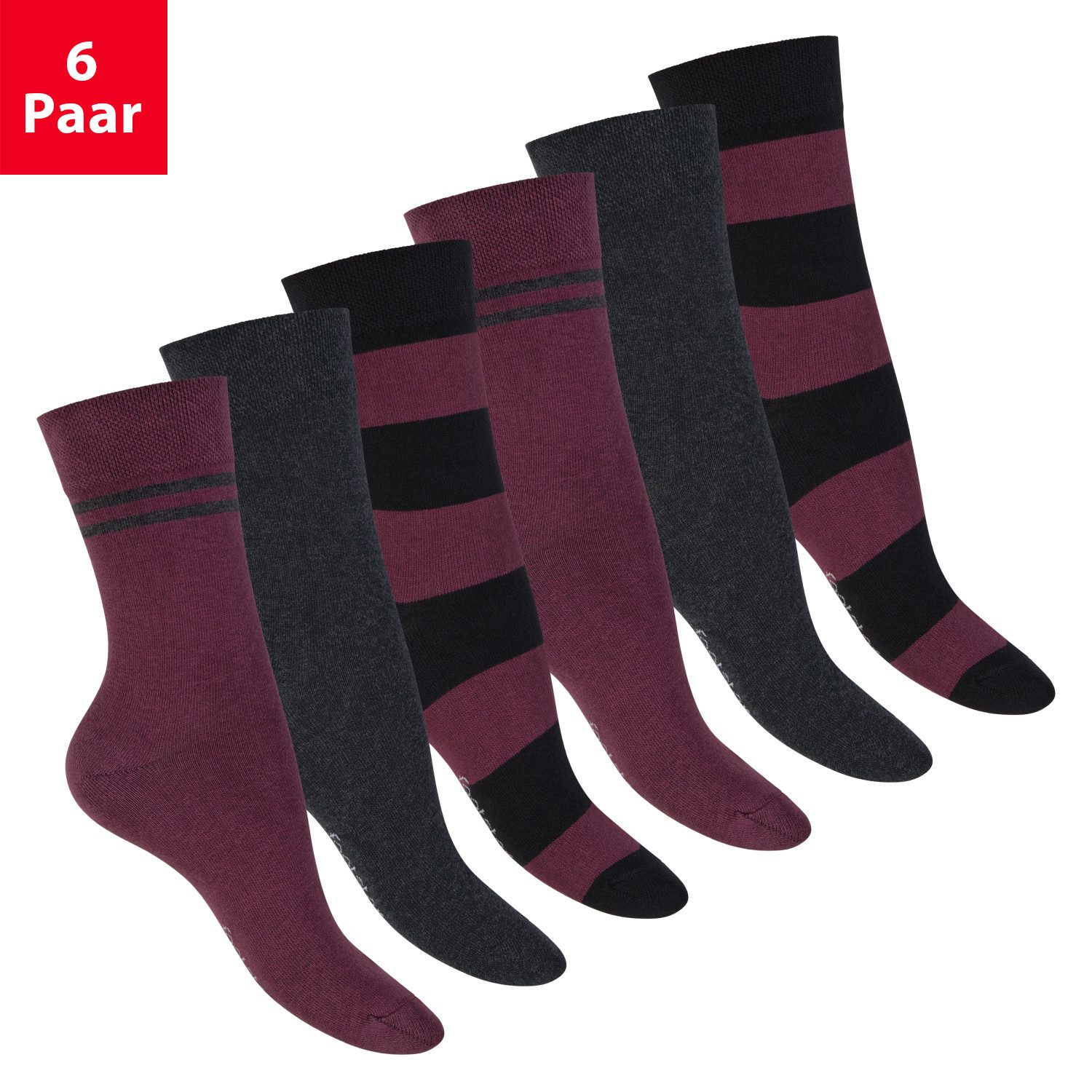 Footstar Socken Damen Ringel Socken (6 Paar)