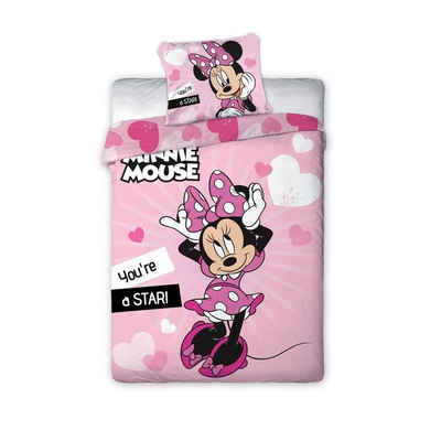 Bettwäsche Disney Minnie Maus Mädchen Постільна білизна Set, Disney Minnie Mouse, Mikrofaser, Deckenbezug 135-140x200 cm Kissenbezug 63x63 cm