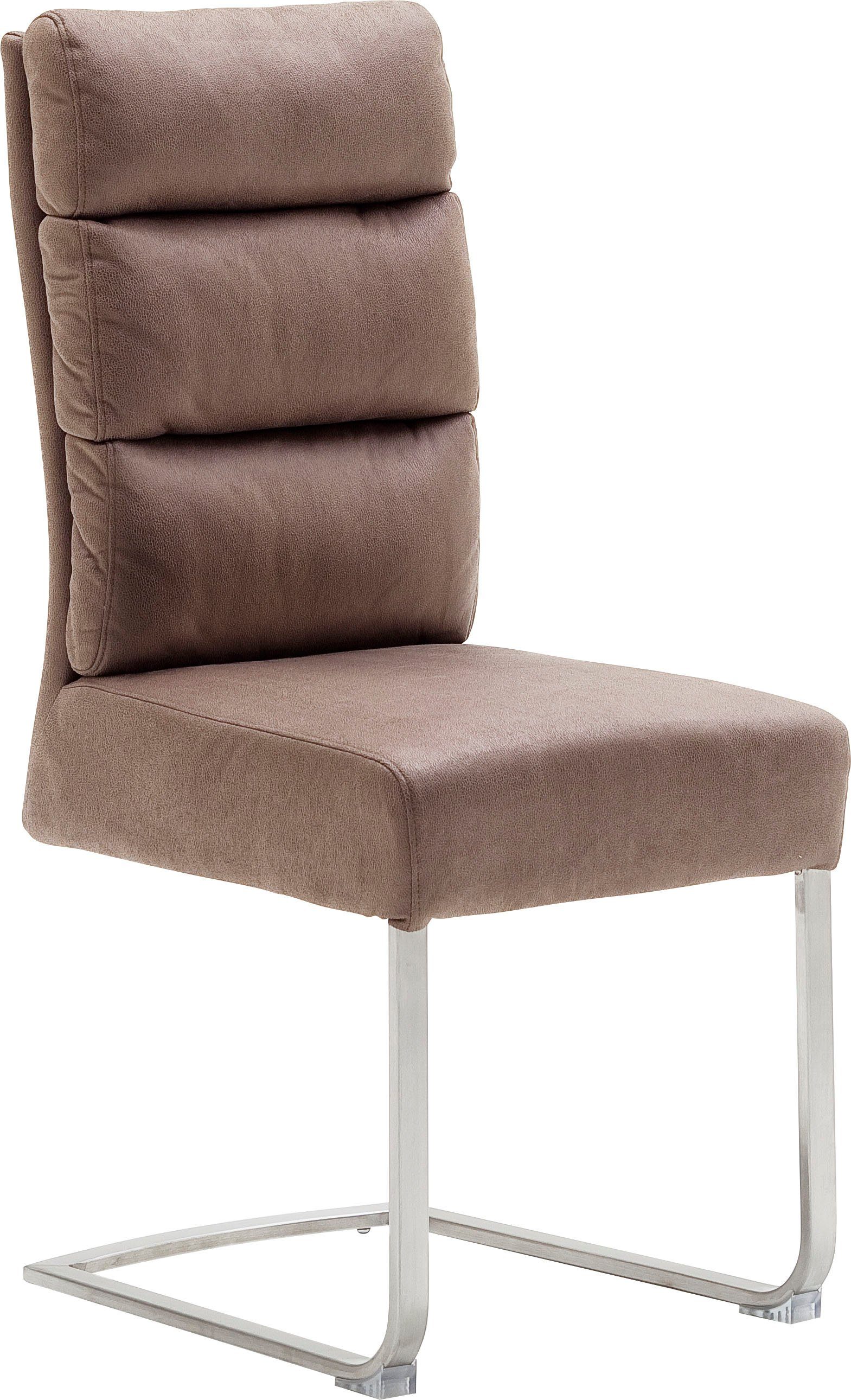 MCA | Cappuccino Stuhl furniture St), Freischwinger bis | 2 gebürstet Kg Cappuccino belastbar (Set, Rochester Edelstahl 120
