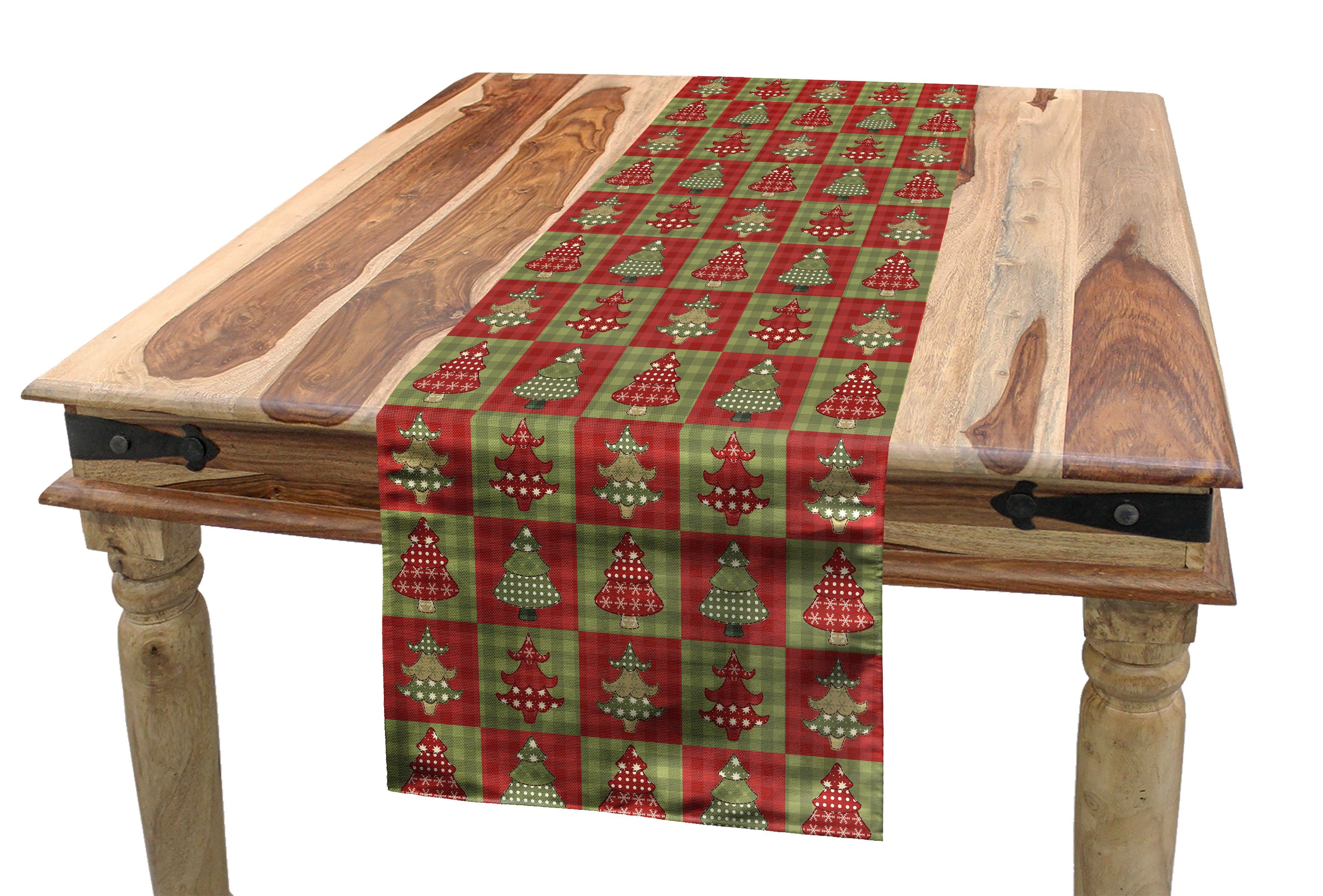 Abakuhaus Tischläufer Esszimmer Küche Rechteckiger Dekorativer Tischläufer, Weihnachten Noel Trees Quilt