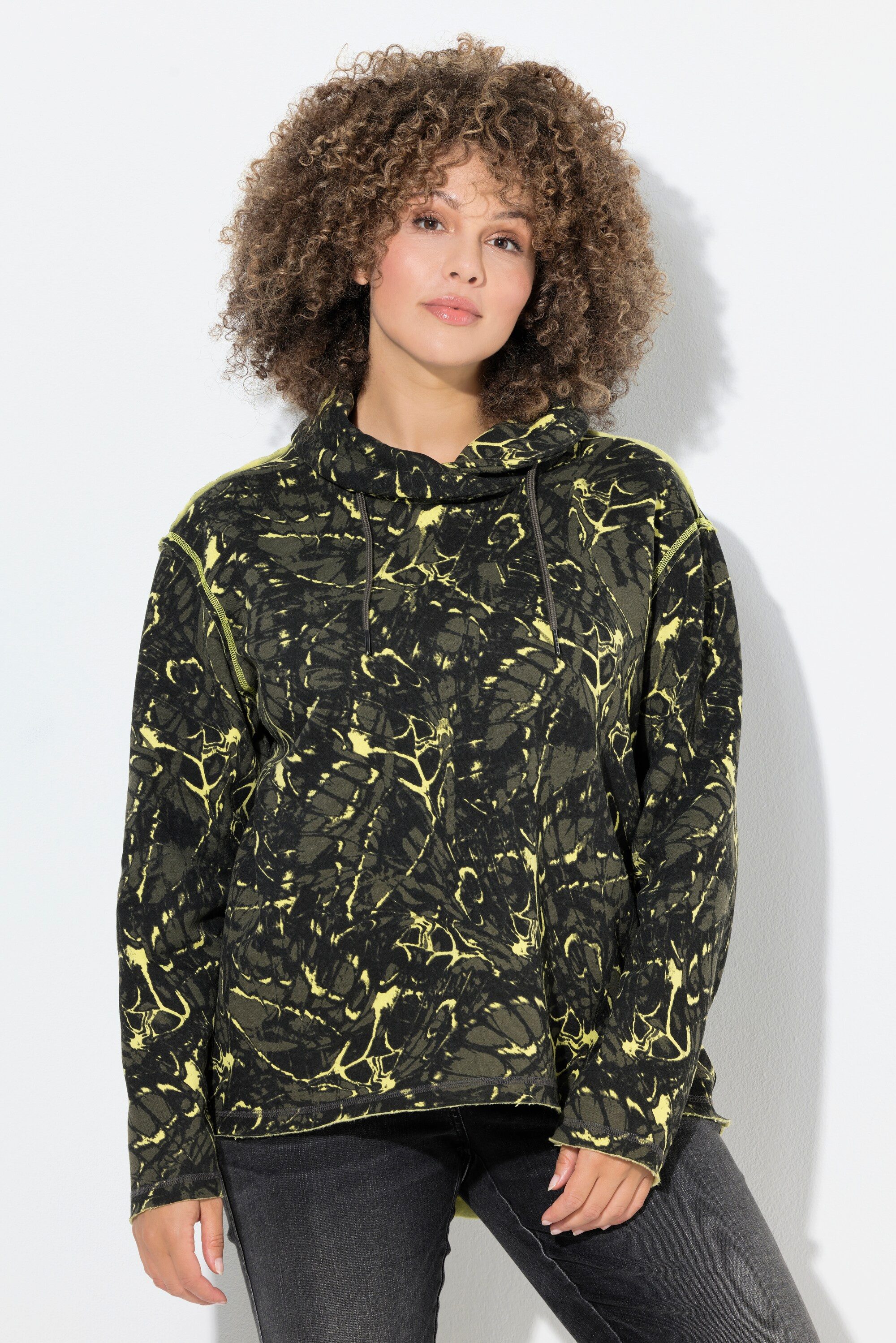 Ulla Popken Sweatshirt Sweatshirt Schmetterlinge Stehkragen Langarm günstig online kaufen