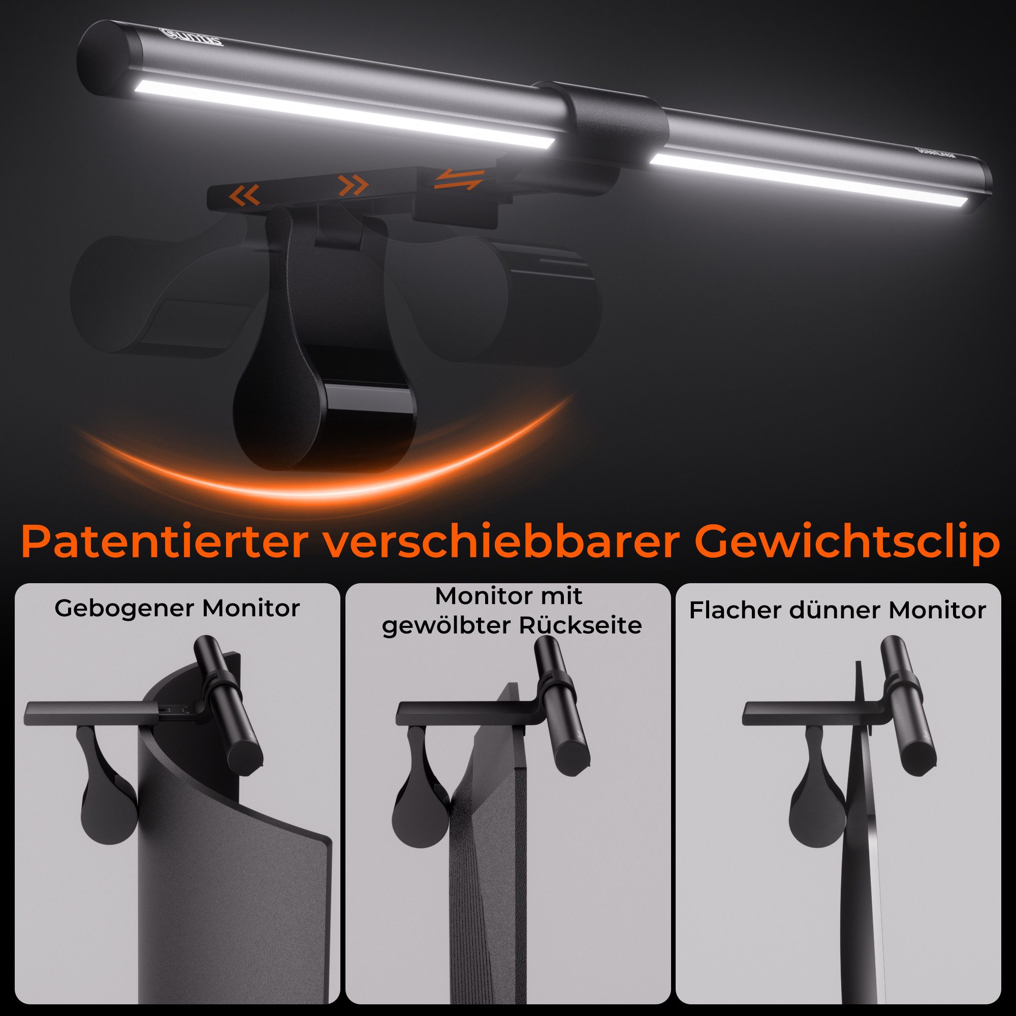 Quntis LED Schreibtischlampe 41cm LED Tischlampe Schreibtischlampe dimmbare Lampe für Büro Monitor, Beleuchtung, LED fest integriert, Warmweiß (3000 K) bis Kaltweiß (6500 K), ideal als Nachttischlampe, Leselampe & Kinder Schreibtischlampe