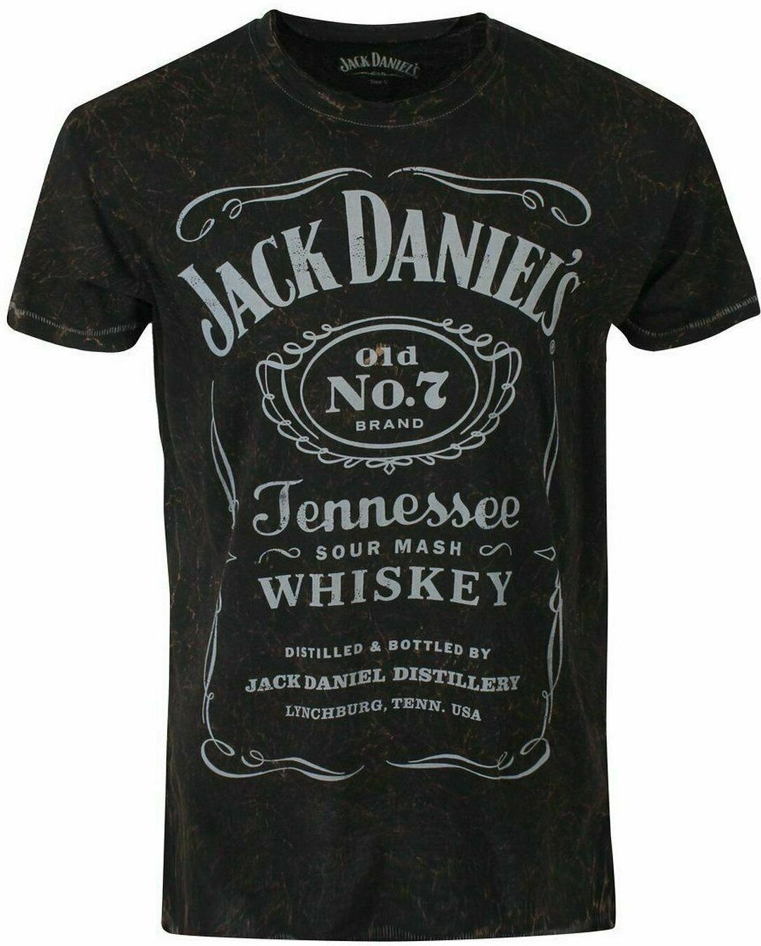 Jack Daniels Print-Shirt Jack Daniels T-Shirt Structured Label Acid washed Schwarz Herren Größe L Acid Washes Structured Label