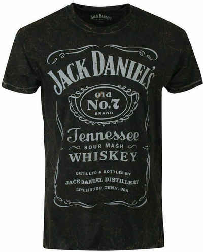 Jack Daniels Print-Shirt »Jack Daniels T-Shirt Structured Label Acid washed Schwarz Herren Größe L« Acid Washes Structured Label