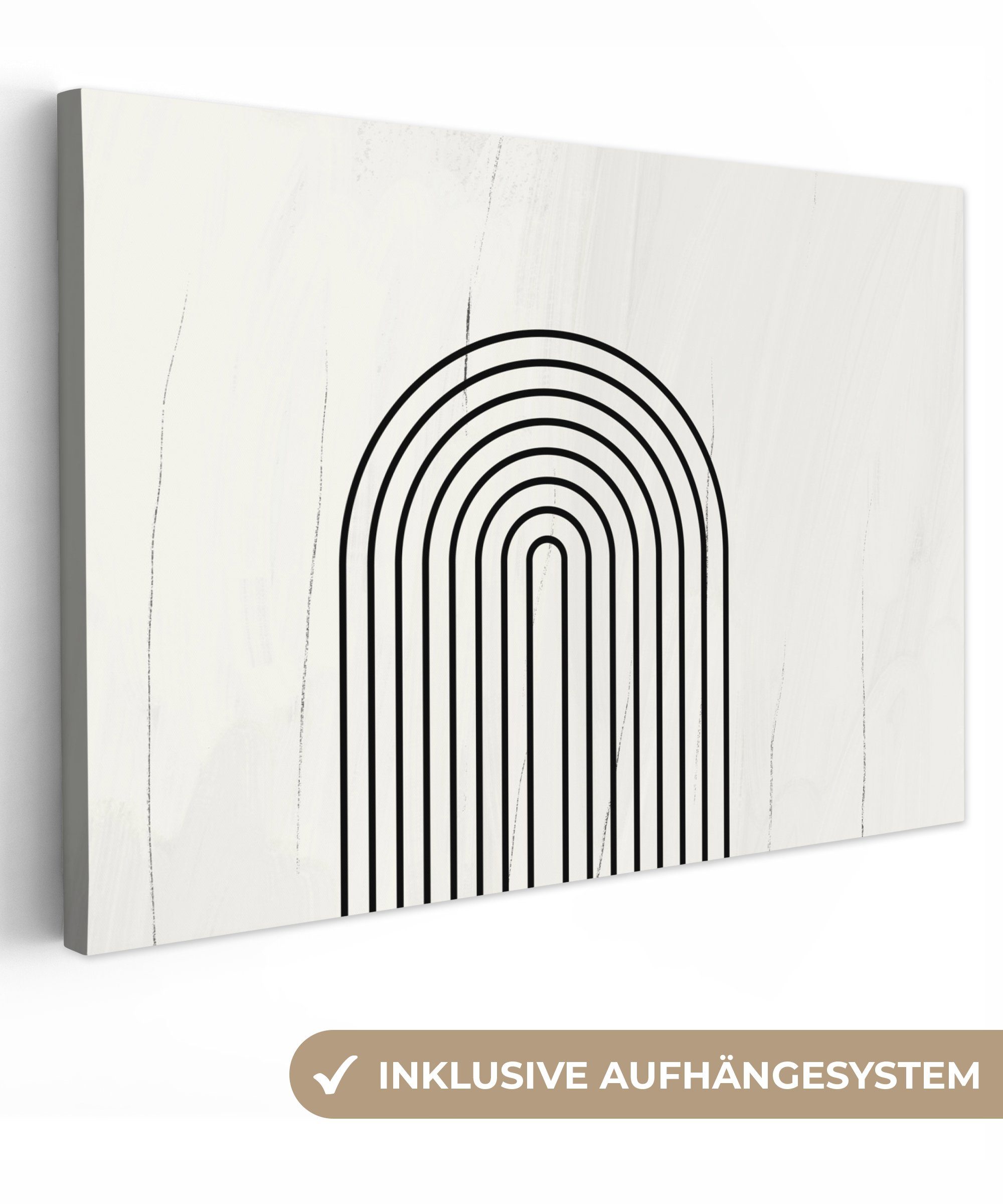 OneMillionCanvasses® Leinwandbild Kunst - Design - Schwarz - Weiß, (1 St), Wandbild Leinwandbilder, Aufhängefertig, Wanddeko, 30x20 cm