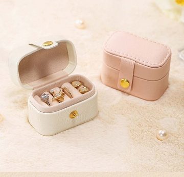 LENBEST Schmuckkoffer Schmuckkasten Mini-Ringbox für Damen, einfarbige Schmuckschatulle, tragbare Aufbewahrungsbox für Ohrringe, kreatives Geschenk