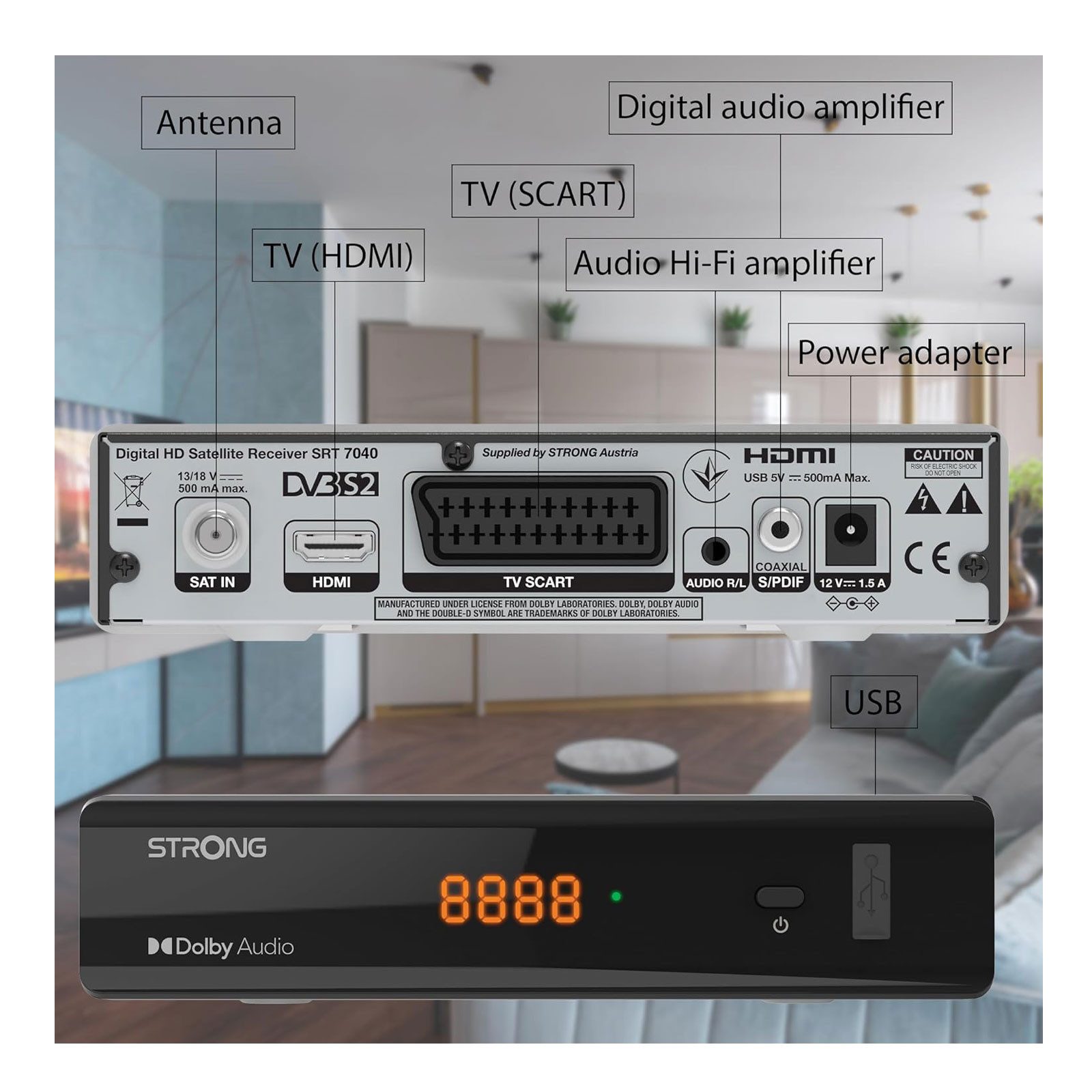 Strong SRT 7040 DVB-S2 SAT-Receiver (DVB-T-Tuner, HDTV Receiver, SatCR-Anschluss)