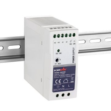 Poppstar Ultra-Slim Netzteil für Hutschiene 12V DC 7,5 A 90W Hutschienen-Netzteil (DIN Rail Netzteil (90 W, mit PFC) Trafo für Hutschienen 55x100x92mm)