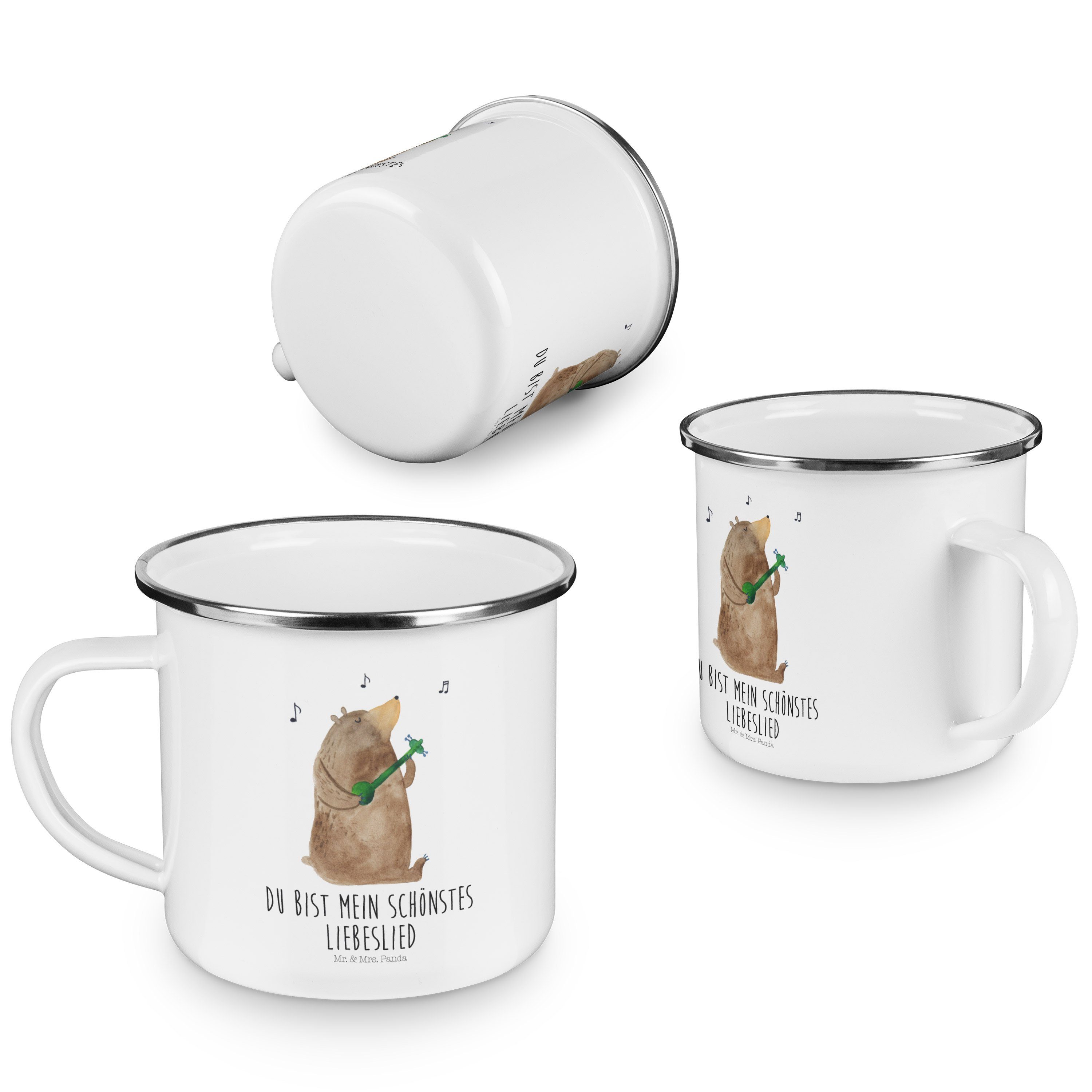 Mr. & Mrs. Teddyb, Bear, Blechtasse, Becher - Lied Bär Weiß Kaffee Panda Geschenk, Emaille - Freundin