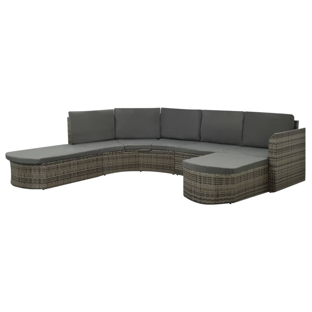 vidaXL Gartenlounge-Set 4-tlg. Garten-Lounge-Set mit Auflagen Poly Rattan Grau, (4-tlg)