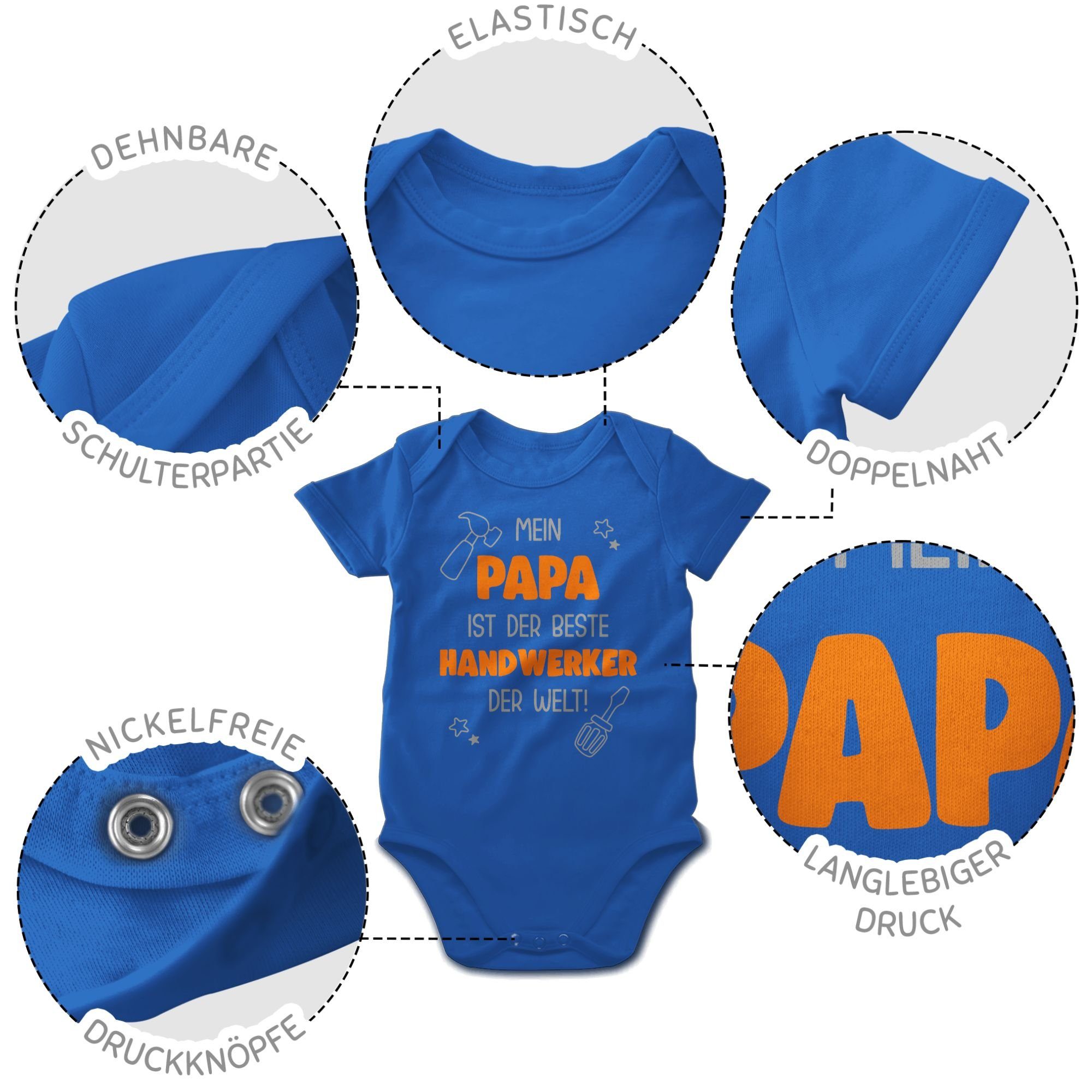 der Papa 2 Welt ist Royalblau Shirtracer gemischt beste der Handwerker Mein Bunt Baby Shirtbody