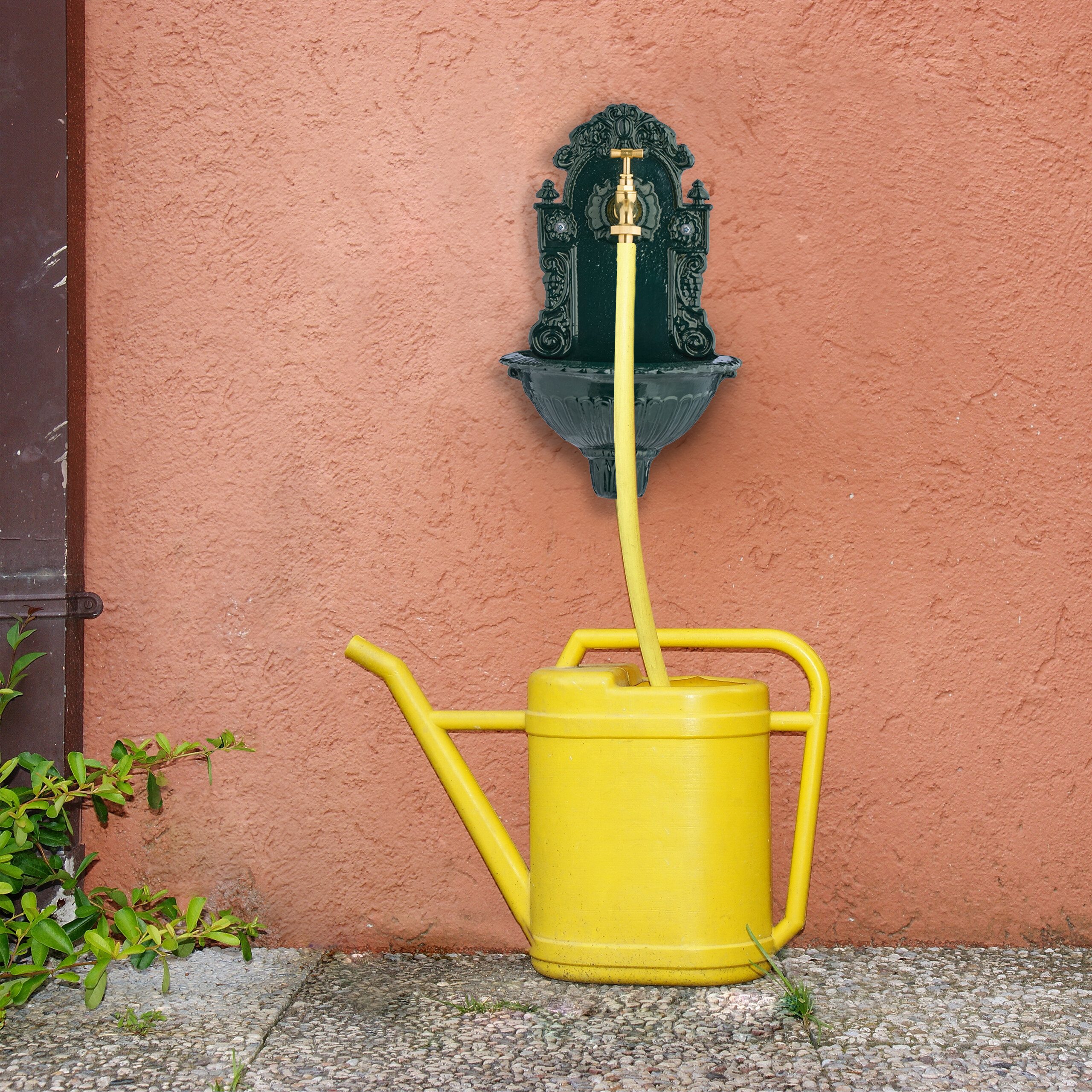 relaxdays Gartenbrunnen Wandbrunnen grün, (1 tlg) günstig online kaufen