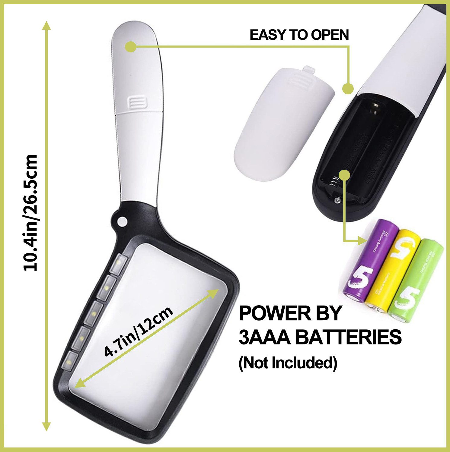 MOPUEA Lupenbrille Lupenbrille Groß Lupe mit Licht 3-Fache Einschlaglupe 5 LEDs, Klare Vergrößerung & Präzision, 1-tlg., Vielseitig & Tragbar, LED-Beleuchtung & Einfache Nutzung