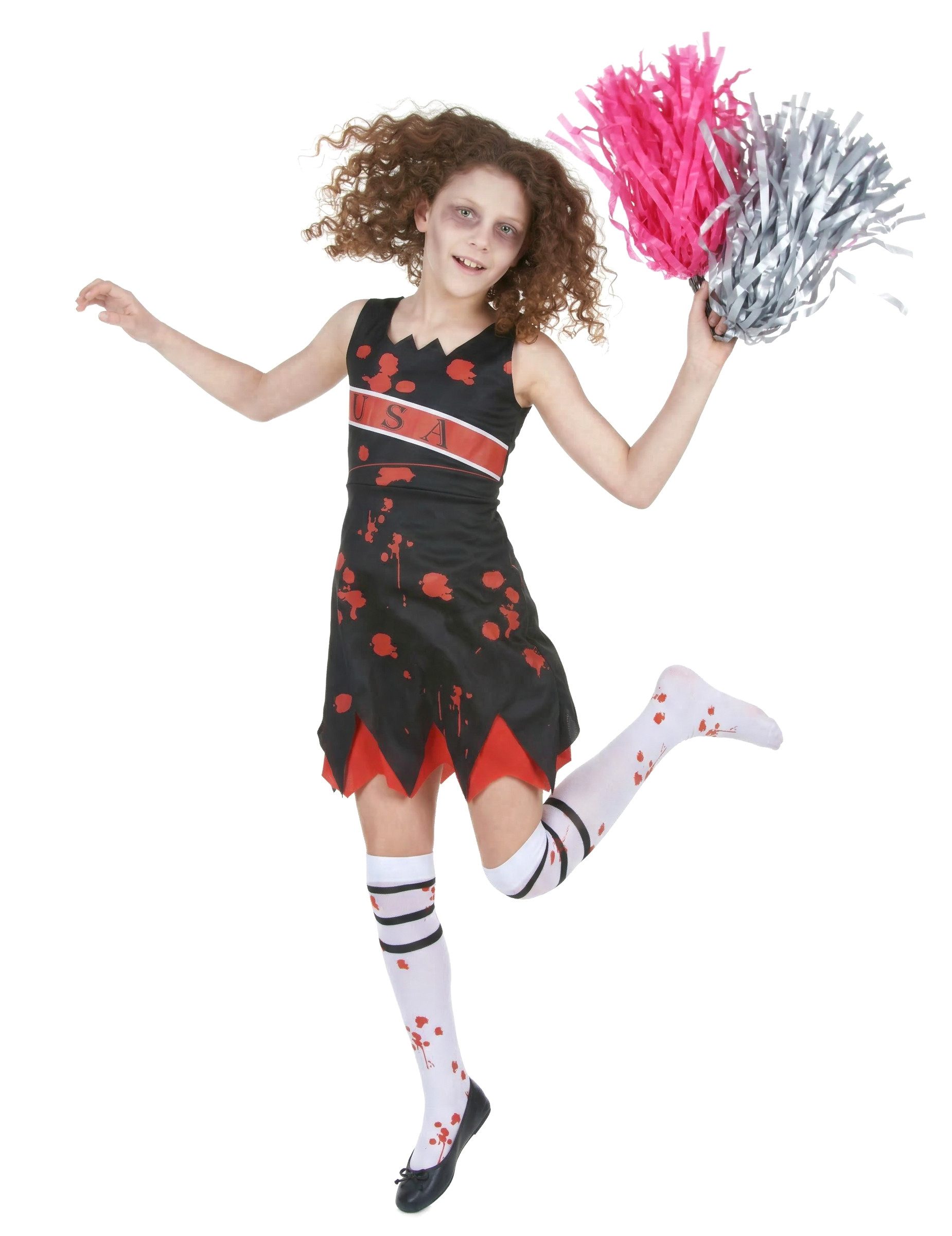 JADEO Kostüm Zombie-Cheerleaderin-Kinderkostüm schwarz-rot