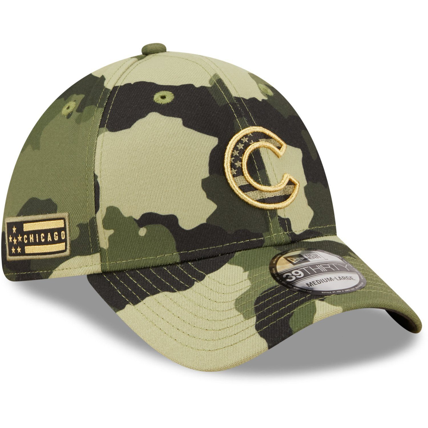 New StretchFit 2022 39Thirty Chicago Cap MLB ARMED FORCES Flex Era Cubs