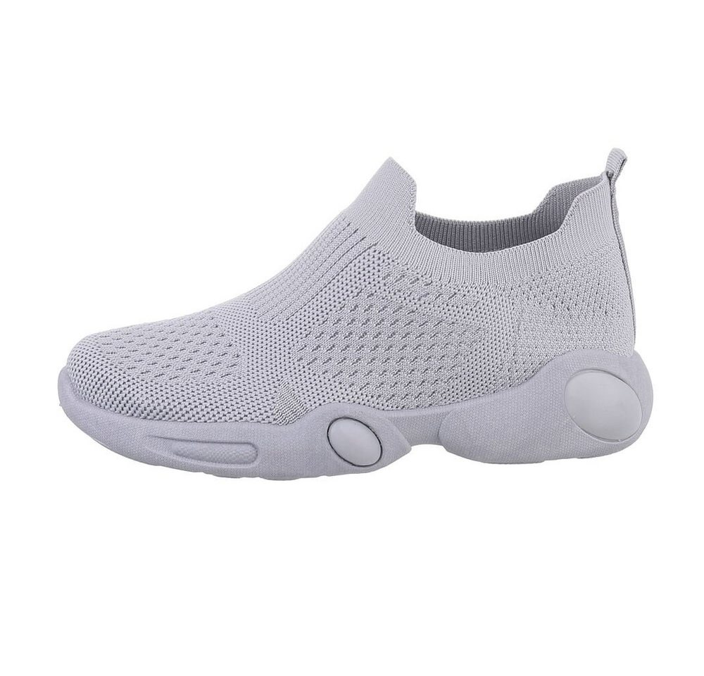 Ital-Design Kinder Low-Top Freizeit Sneaker Flach Freizeitschuhe in Hellgrau