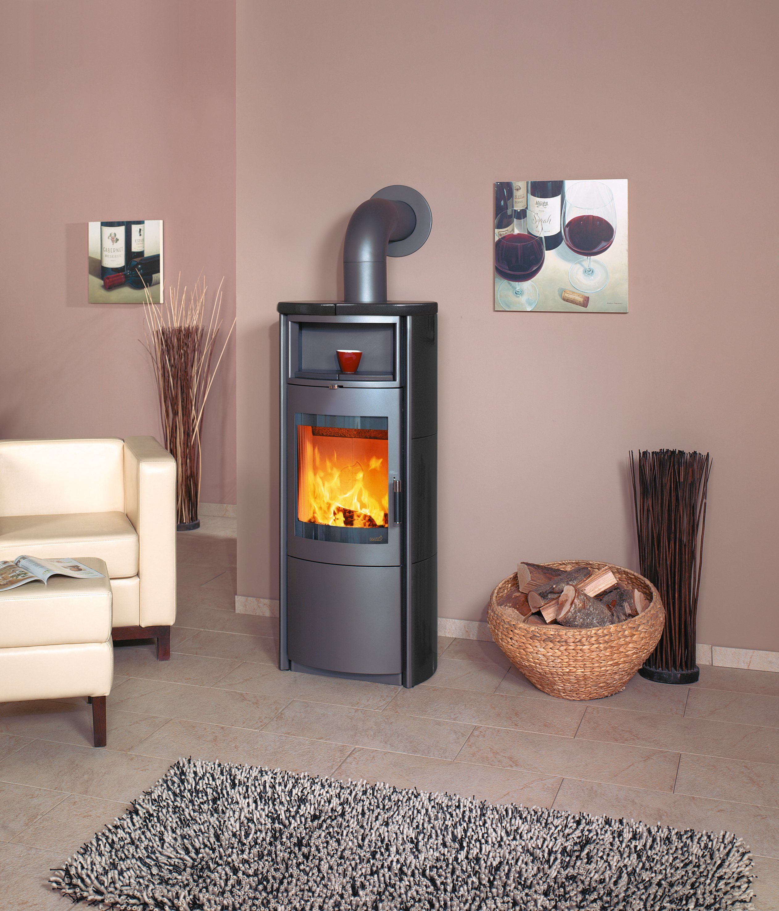 HARK Kaminofen »Nika EcoPlus Kachel, Meteor schwarz«, 7 kW, Zeitbrand