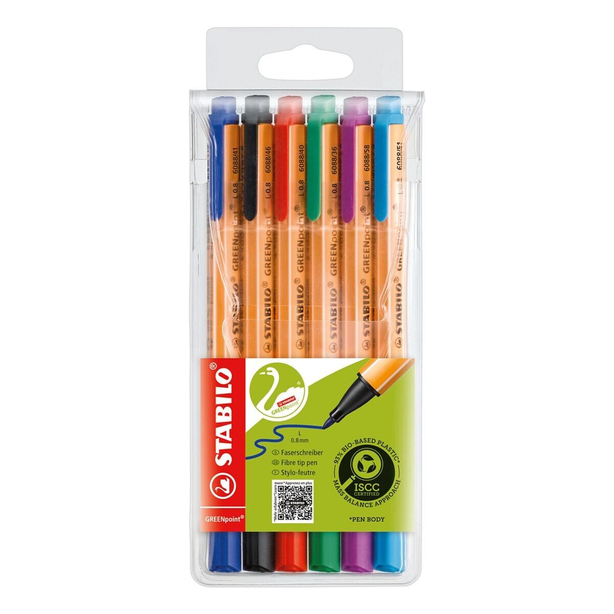 STABILO Filzstift GREENpoint, (6-tlg), Strichstärke 0,8 mm