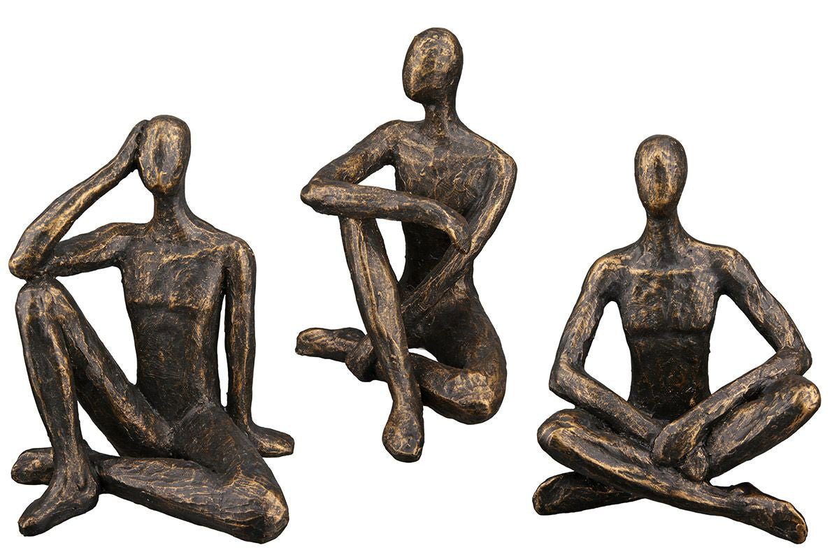 14.5cm Höhe Set GILDE Relax 3er mit sitzend Figuren Dekoobjekt Spruchanhänger