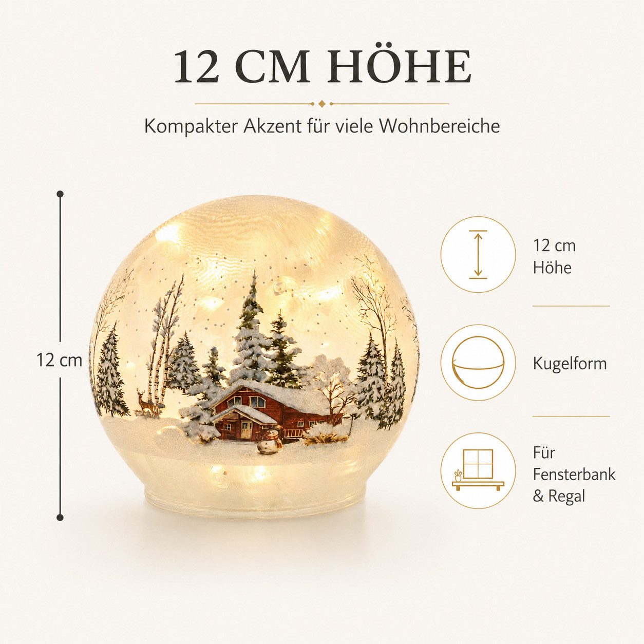 formano LED Dekolicht LED Deko-Kugel Winterhaus 12 cm Glas Timer Weihnachtsdeko, LED fest integriert – Bild 2 von 5
