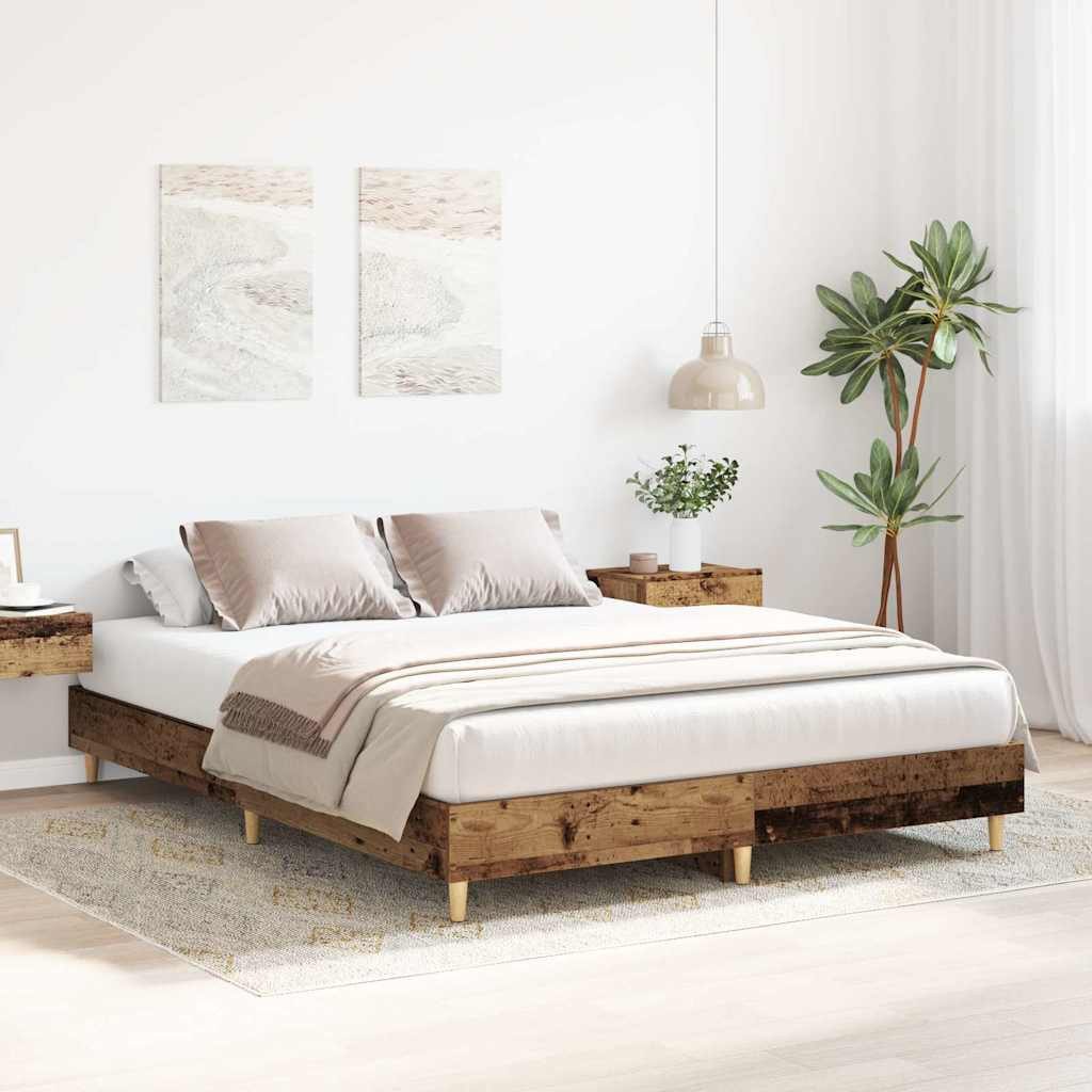 vidaXL Bett Bettgestell ohne Matratze Altholz-Optik günstig online kaufen