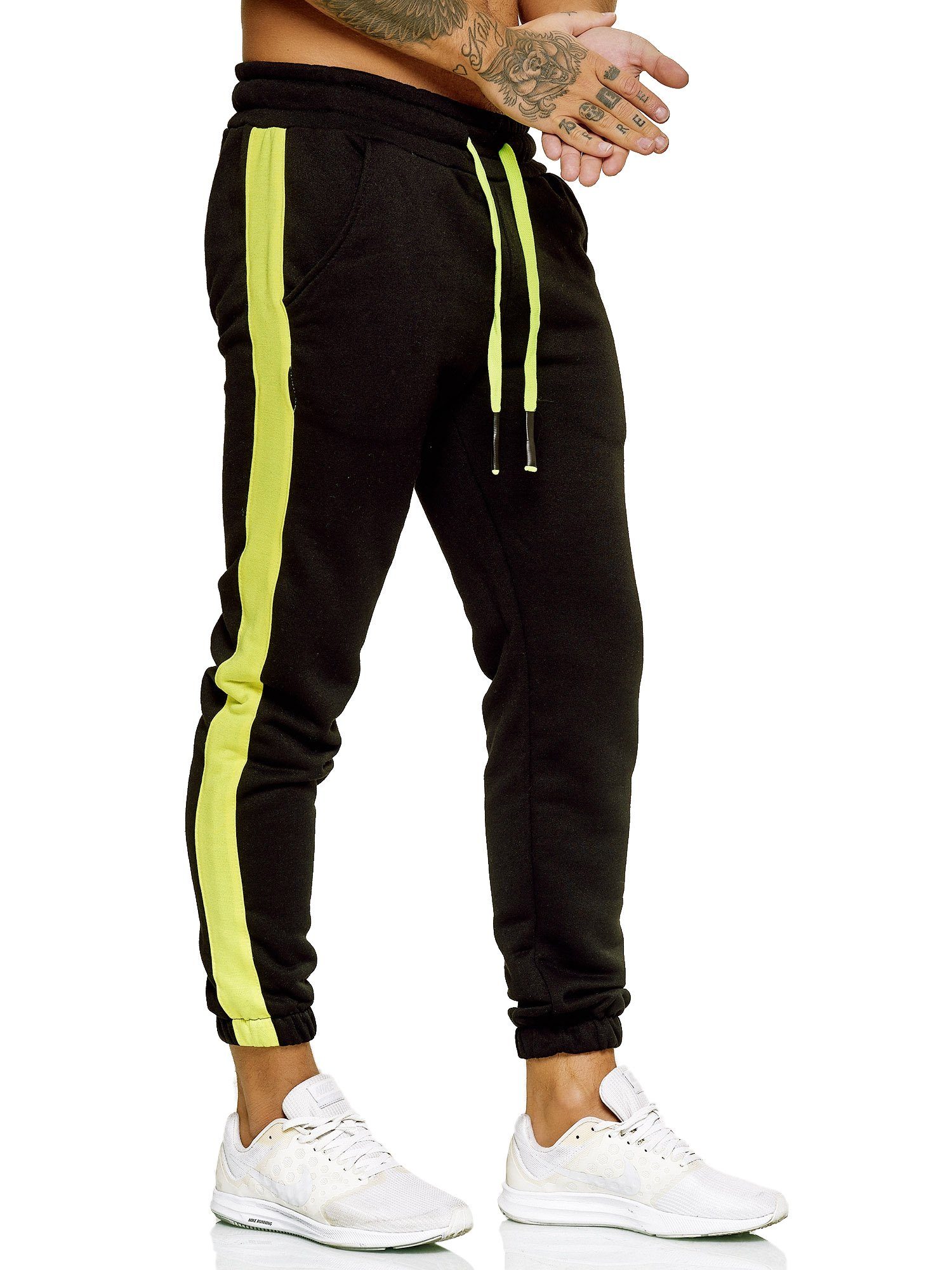 Streetwear Jogginghose Sporthose (1-tlg) Hose Code47 Schwarz Gelb Trainingshose Fitness Jogginghose Jogger
