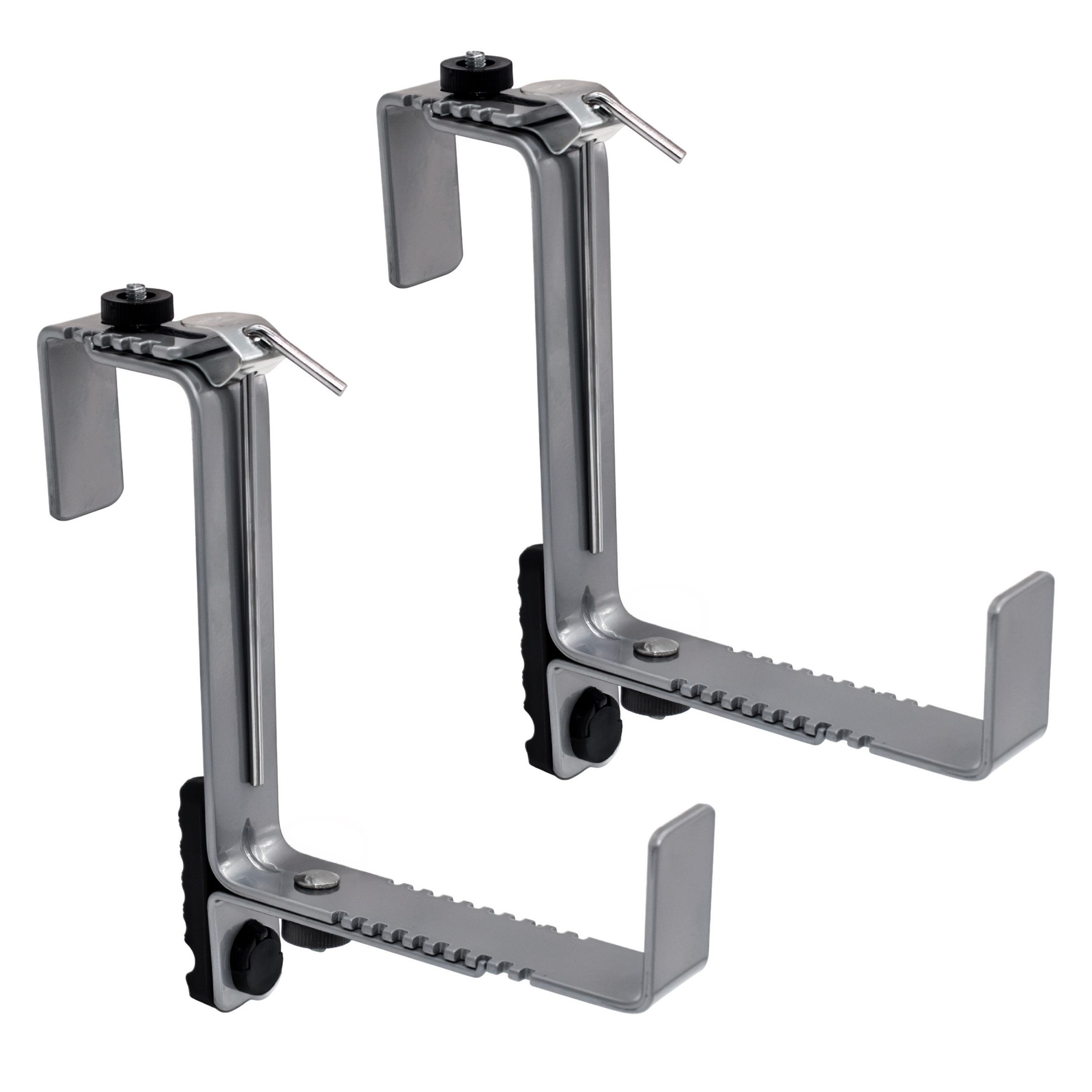 Spetebo Blumenkastenhalter Blumenkasten Halter 2er Set bis 50 kg, bis 50 kg belastbar, stufenlos verstellbar, Anzahl, 1-St., Stück, für eckige Geländer oder Mauern