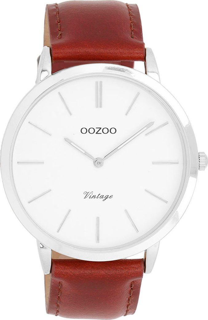 OOZOO Quarzuhr C20385, Armbanduhr, Damenuhr, Herrenuhr, Lederarmband, analog