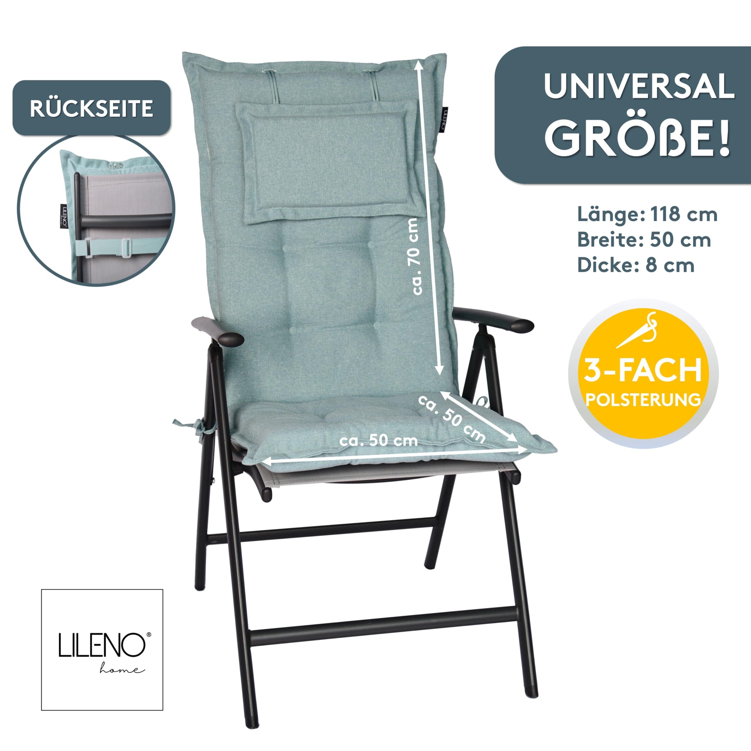 LILENO HOME Hochlehnerauflage Gartenstuhl Auflage, bequeme Sitzauflage für Gartenmöbel, Stuhlkissen, (1 St., 1er Set), Polsterauflage Aqua, Sitzpolster für Klap – Bild 2 von 5