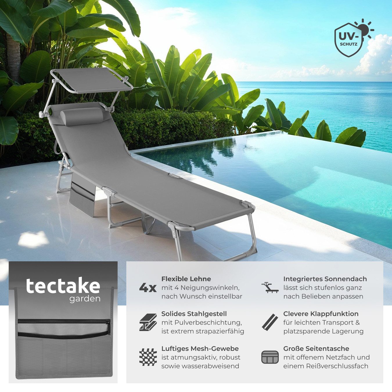 tectake Gartenliege 2er Set Sonnenliege, 1 St., Klappbarer Sonnenliegen mit günstig online kaufen