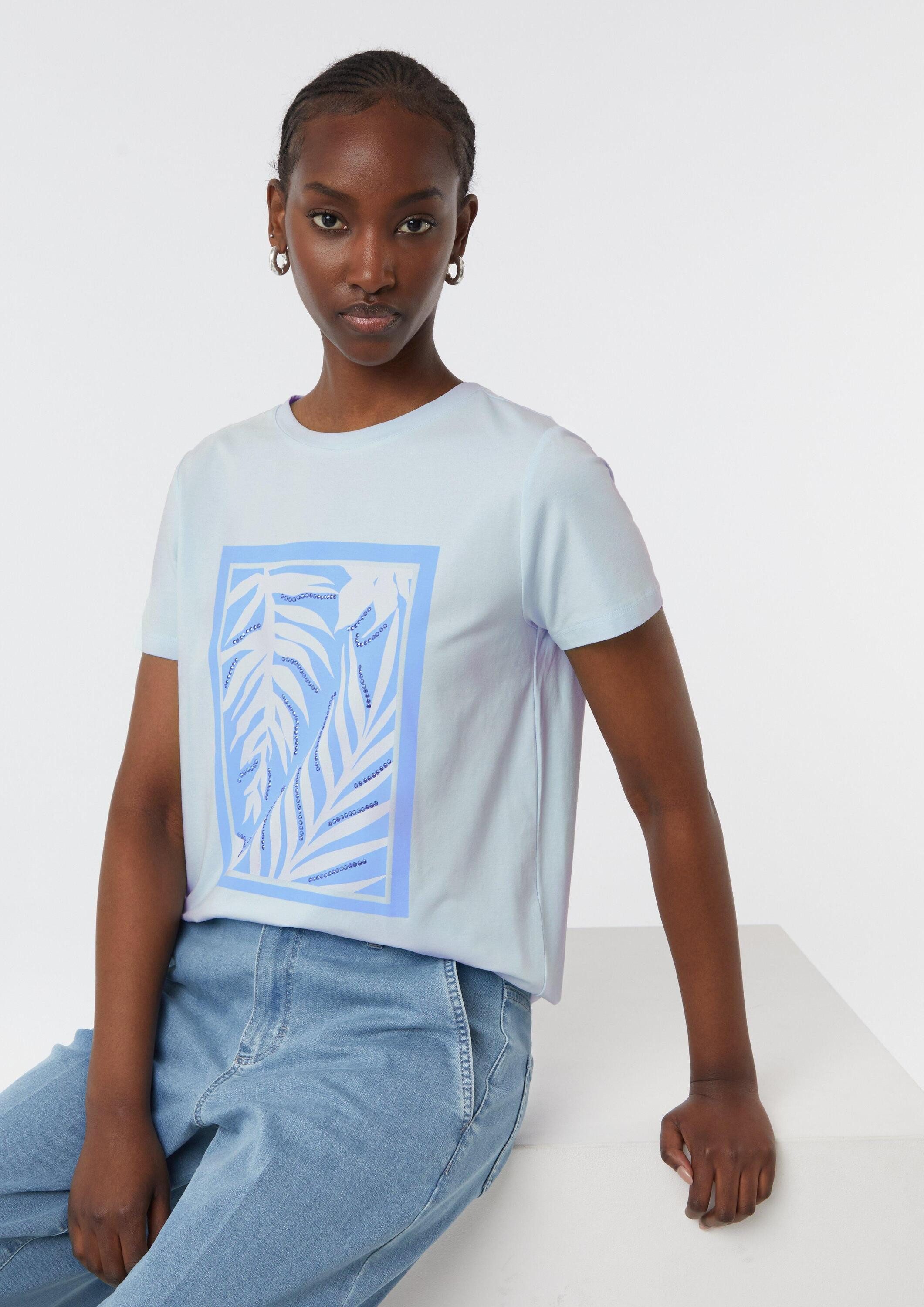 comma Kurzarmshirt T-Shirt T-Shirt aus Baumwollmix mit Schmucksteinen günstig online kaufen