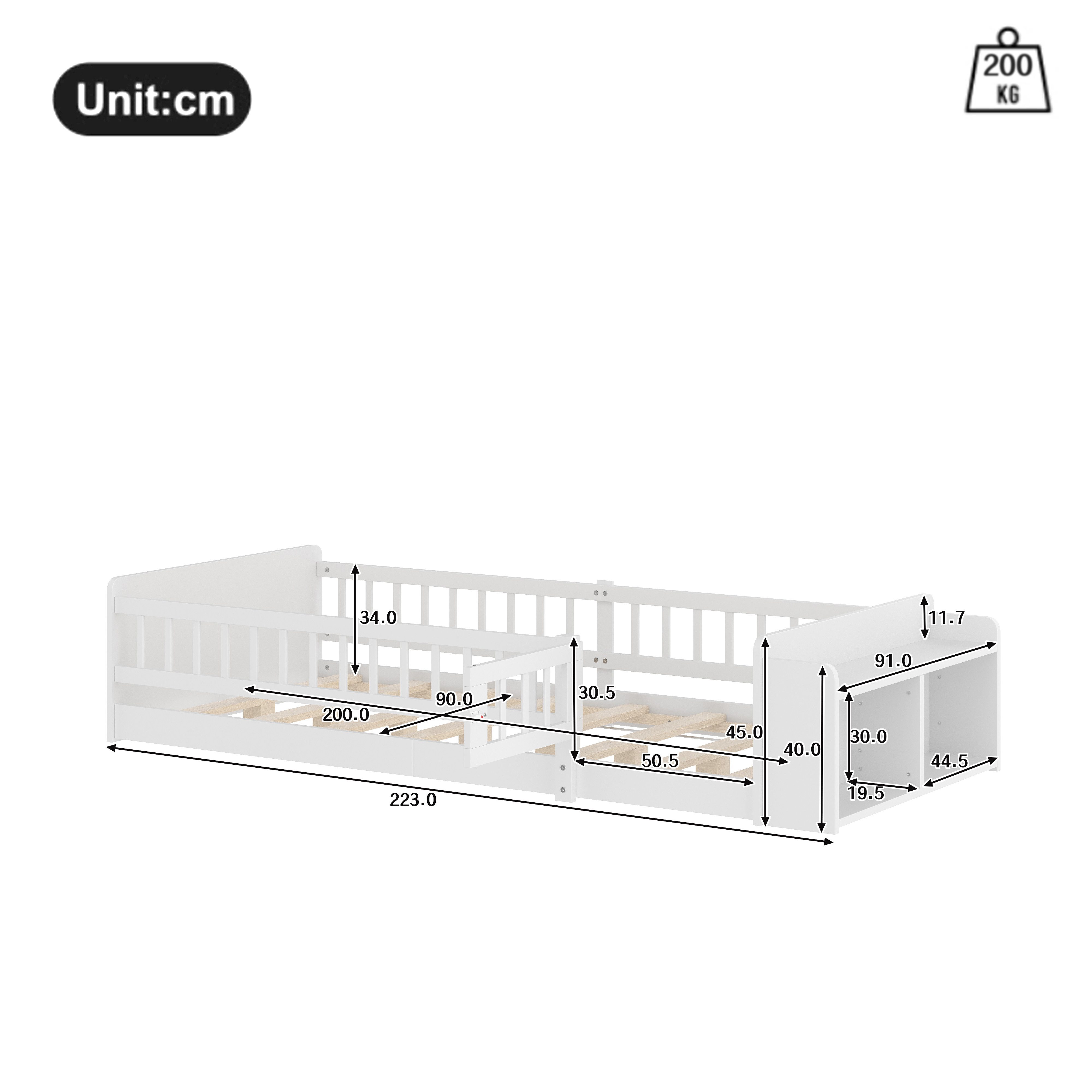Ulife Kinderbett Holzbett, Bodenbett, Kiefernholz, Offenes günstig online kaufen
