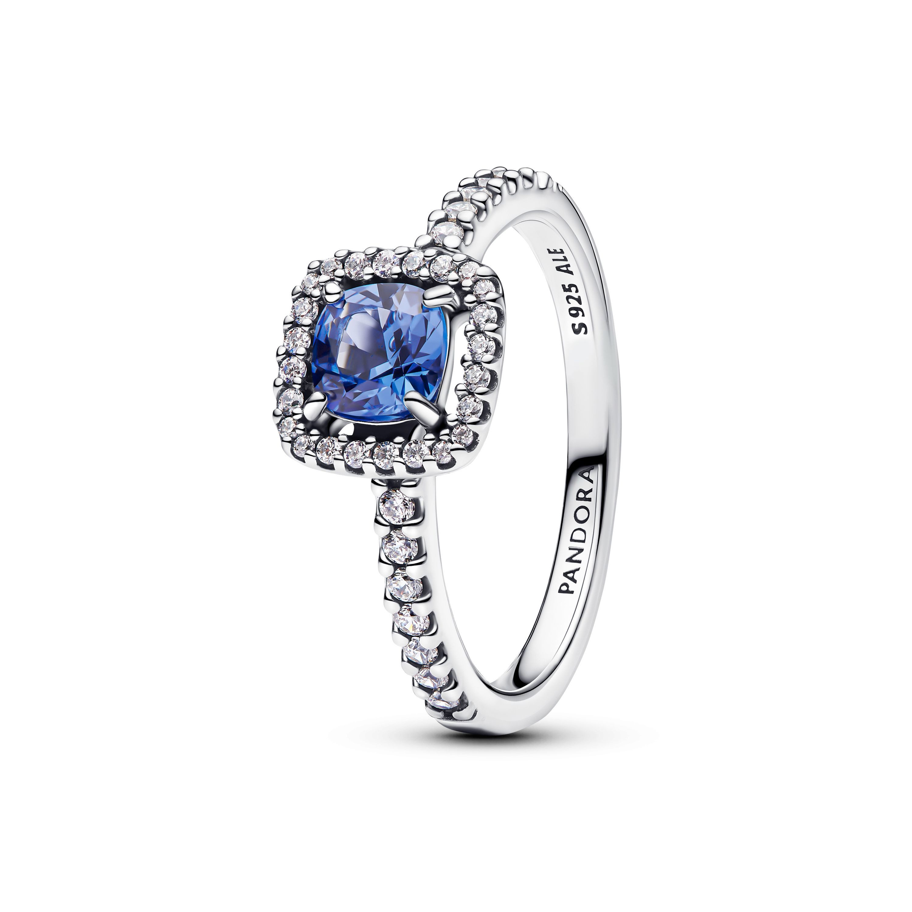 Silberring Pandora Ring Funkelnder Blauer Strahlenkranz 193555C01-50 Silber