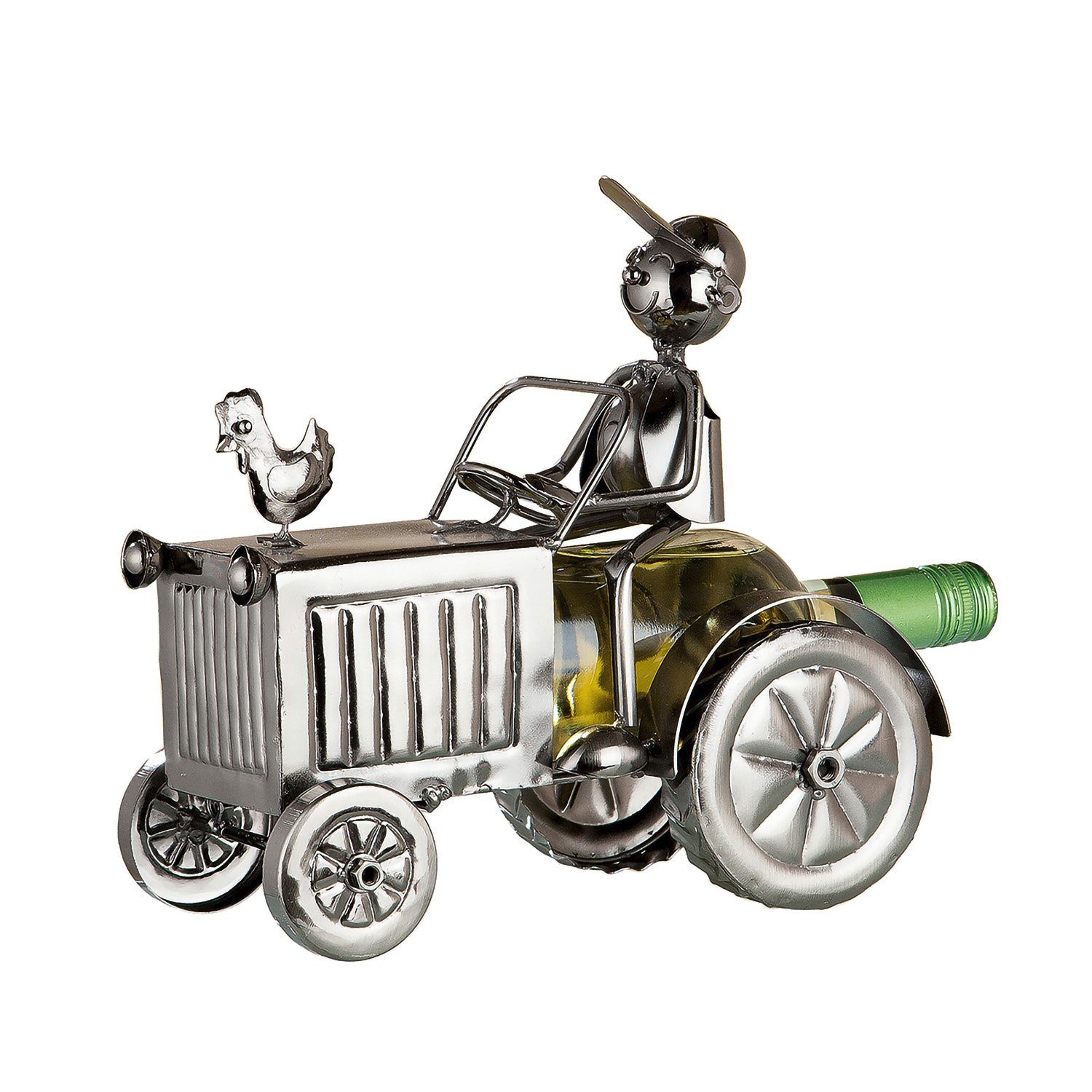 GILDE Weinflaschenhalter GILDE Weinflaschenhalter Traktor - silber - H. 26cm x B. 27,5cm, (1 Stück)