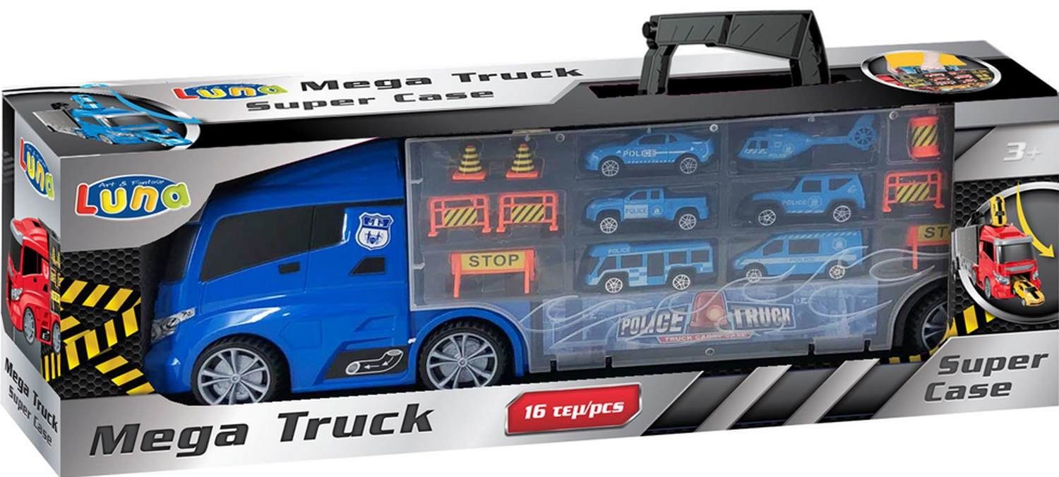 Diakakis Игрушки-Polizei Mega Truck LKW Tragekoffer 16-tlg Autos Helikopter
