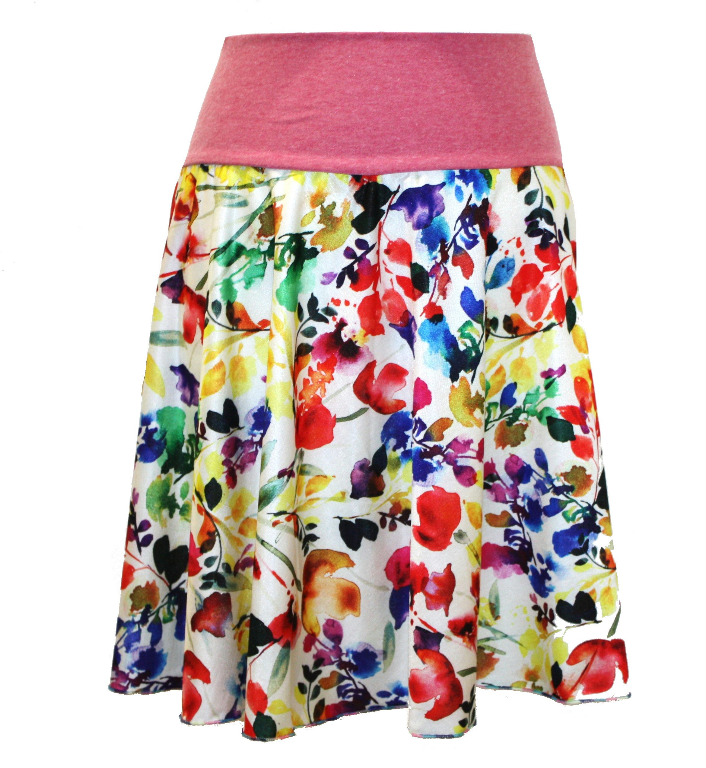 dunkle design Jerseyrock A-Linie Sommerrock Weiß Bunt Luftig elastischer Bund