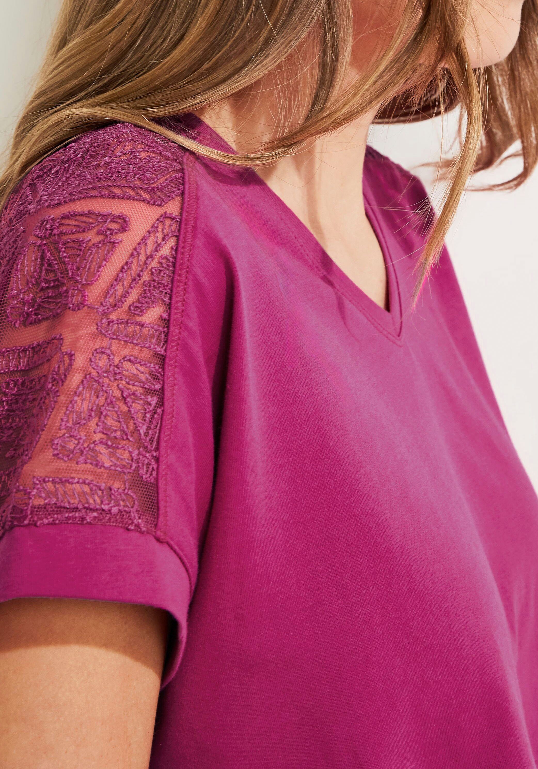Cecil T-Shirt -Ausschnitt abgerundetem V mit cool pink leicht