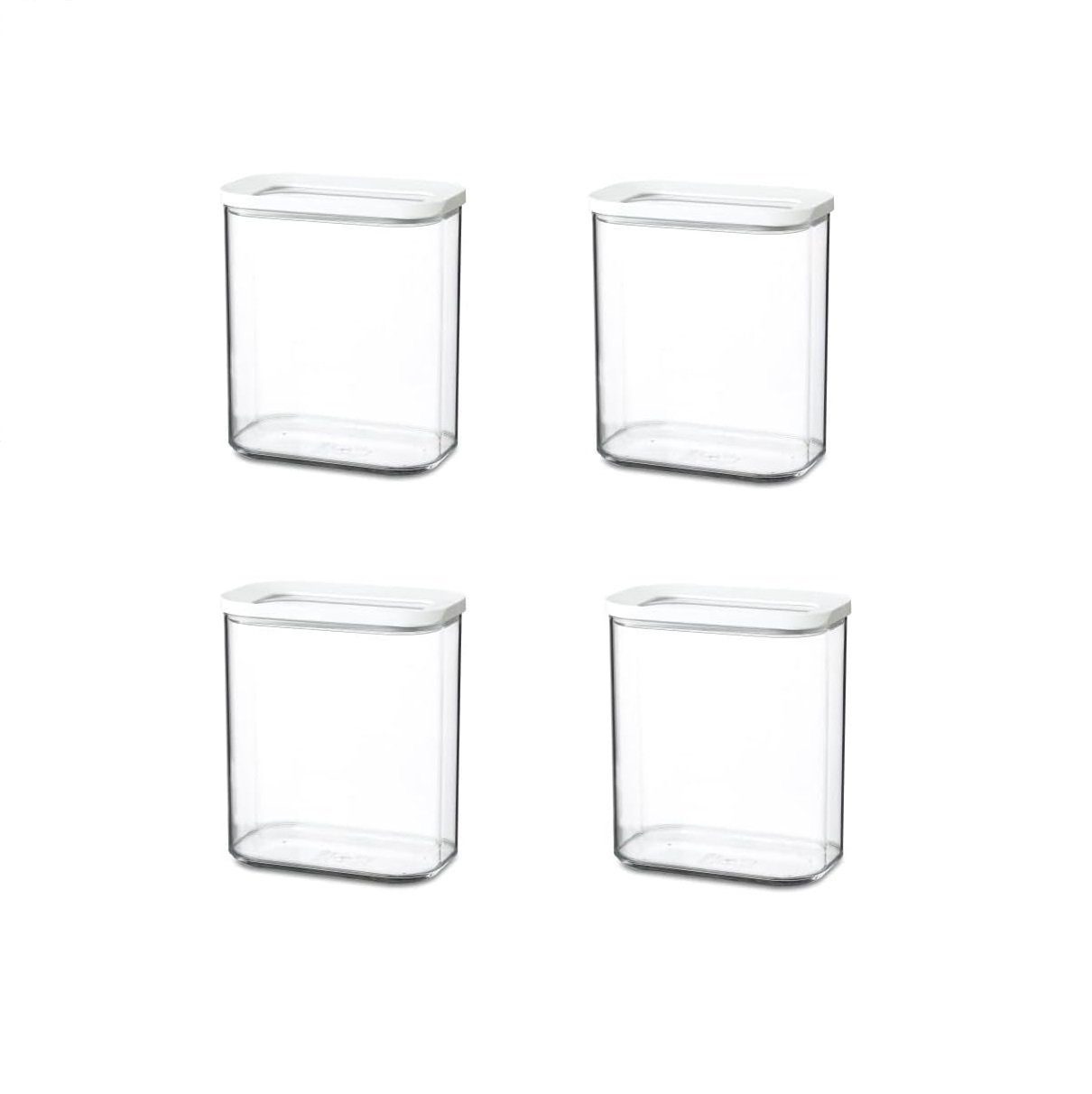 Mepal Vorratsdose Modula Vorratsdosen Set 1500 ml, 4-teilig, transparent, weißer Deckel, Kunststoff, (4-tlg), Frischhaltequalität, stapelbar, ideal für Küche und Vorratsraum