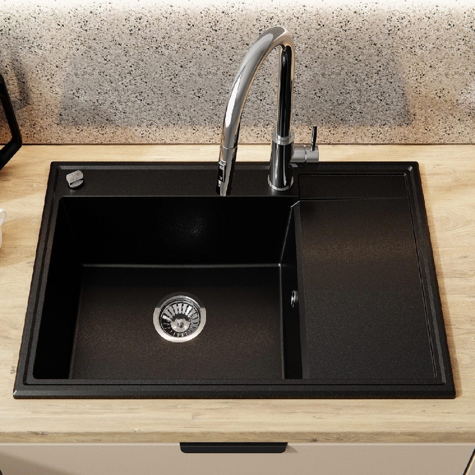 QLS Siphon Einbecken Automatisch, 3 1/2 Zoll Ablauf für Einbecken Edelstahl PVC