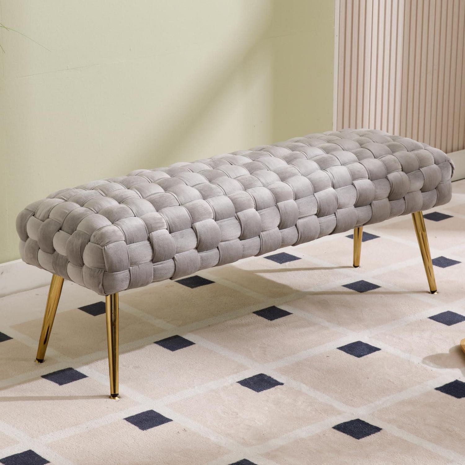 LuxusKollektion Bettbank Sitzbank Samt Grau 120x38x45cm (1-St)