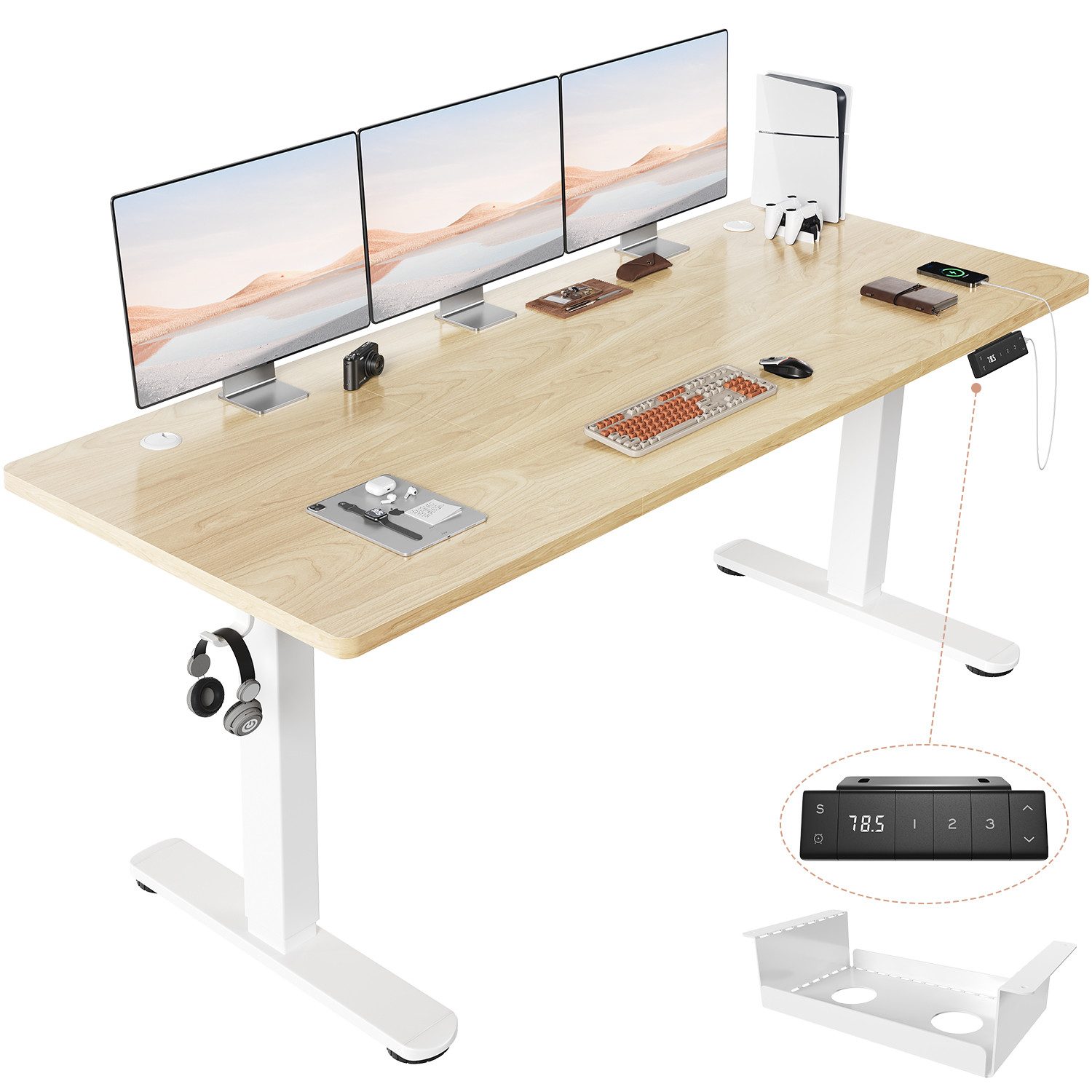 Schreibtisch Höhenverstellbarer Schreibtisch mit 3 Höhen-Speicherfunktionen