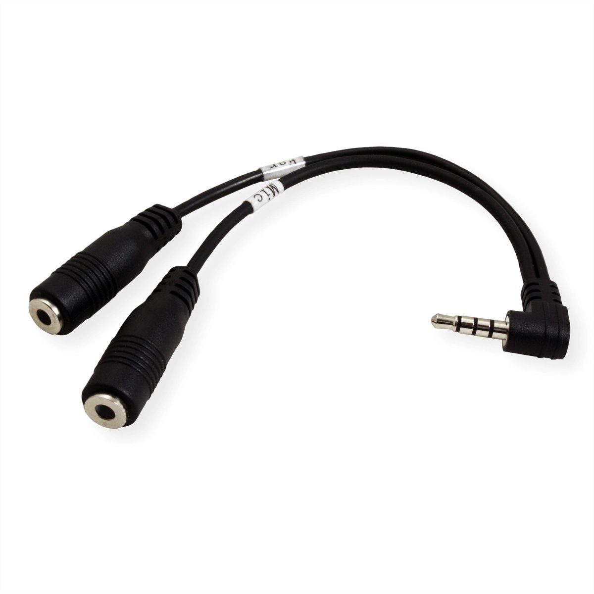 ROLINE 3,5mm Adapter 4polig (Mikrofon+Lautsprecher) Audio-Kabel, Klinke 3,5 mm, 4-polig Stereo (Mini-Klinke) Männlich (Stecker), Klinke 3,5 mm, 3-polig Stereo (Mini-Klinke) Weiblich (Buchse) (15 cm)