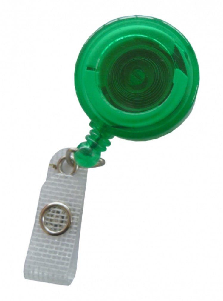 Kranholdt Schlüsselanhänger Jojo / Ausweishalter / Ausweisclip runde Form (10-tlg), Gürtelclip, Druckknopfschlaufe Transparent Grün