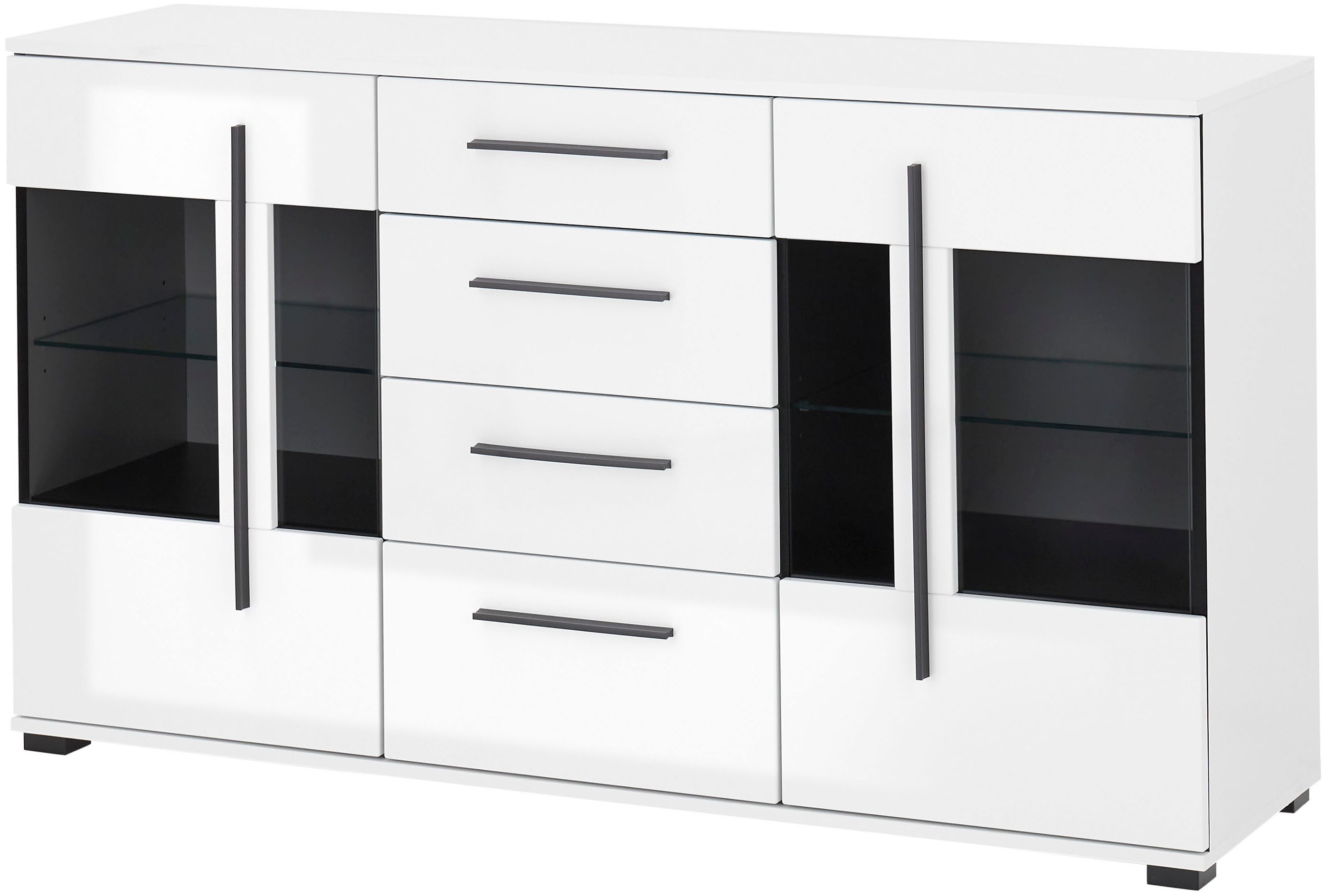 Home affaire Sideboard Cantara, moderner Schrank, Kommode in Eiche Evoke, Weiß oder Kaschmir, schwarze Stangengriffe, ausreichend Stauraum, vielseitig einsetzbar