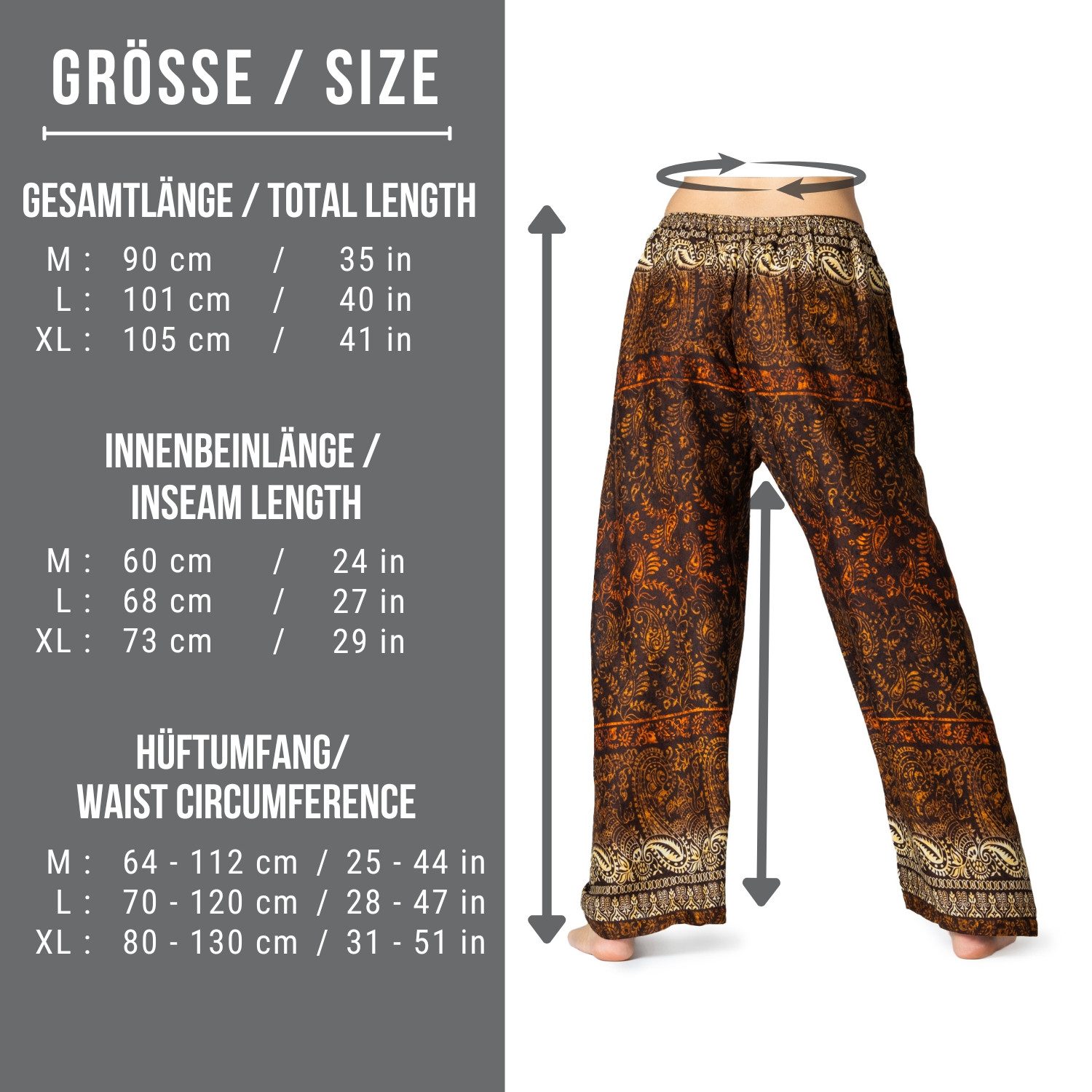 PANASIAM Loungehose orientalische Relaxhose aus 100% Viskose Haremshose weite Wellnesshose alazzohose Muckhose Unisex Strandhose Spa-Hose für Freizeit Festival