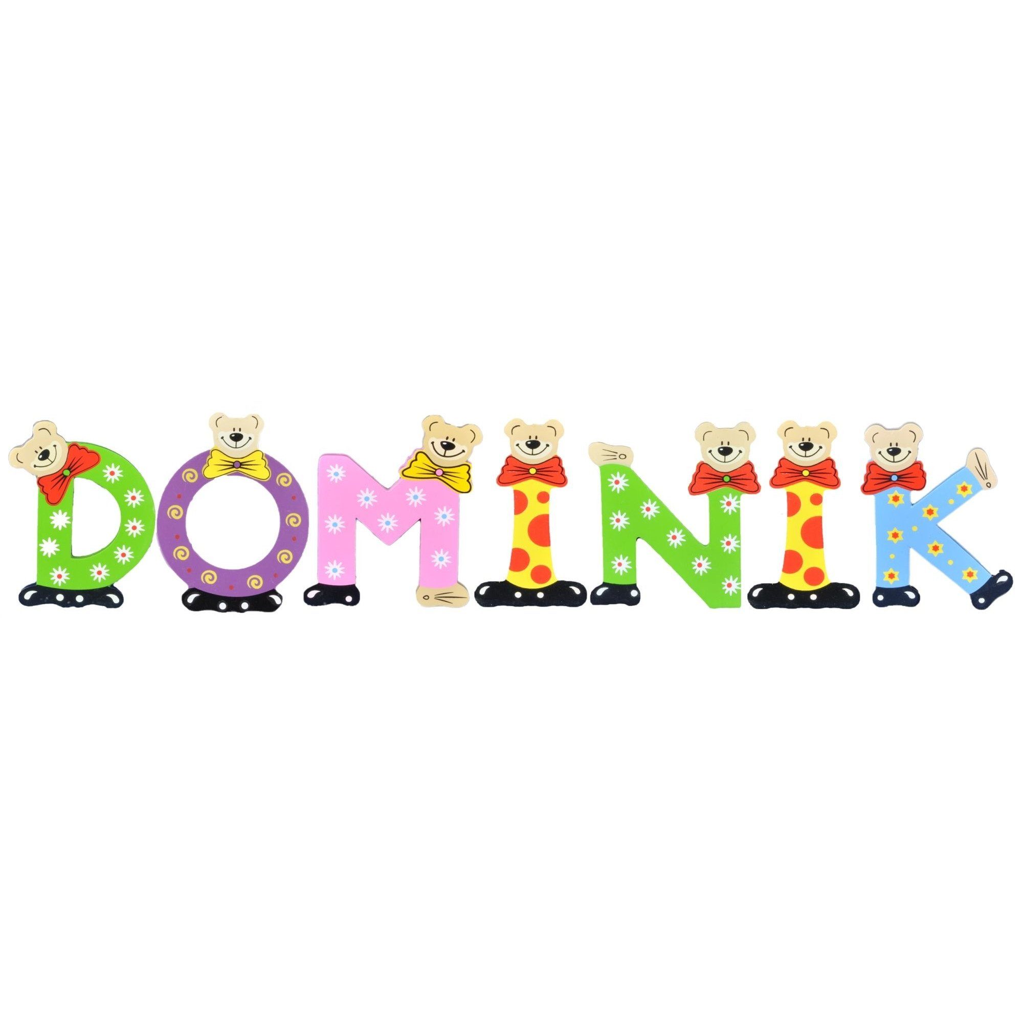 Holz-Buchstaben - DOMINIK Deko-Buchstaben Namen-Set, sortiert Playshoes St), 7 Kinder (Set,