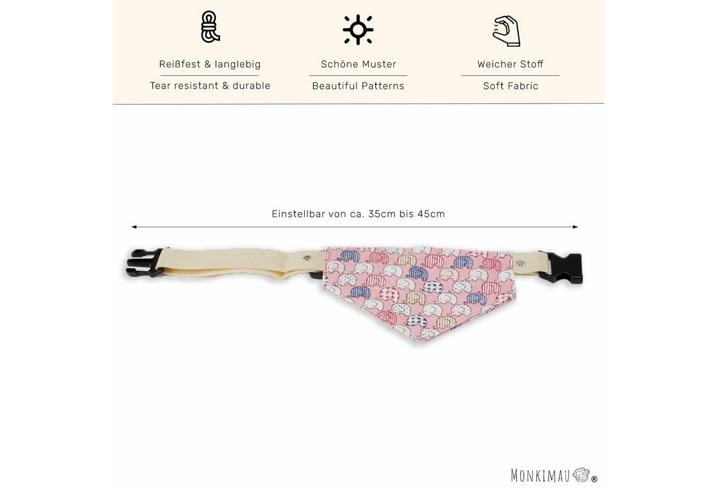 Thumbnail - Monkimau Hunde-Halsband Halsband mit Hundehalstuch mit Elefanten-Motiv