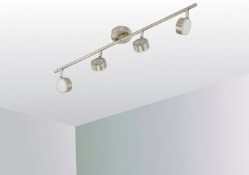 TRANGO LED Deckenleuchte, 4-flammig 2030-042 LED Wohnzimmer Lampe *ADAM* in Edelstahl-Optik inkl. 4x 5 Watt LED Modul 3000K warmweiß I Deckenlampe I Deckenstrahler I Deckenleuchte, schwenkbar und drehbar Schlafzimmerleuchte