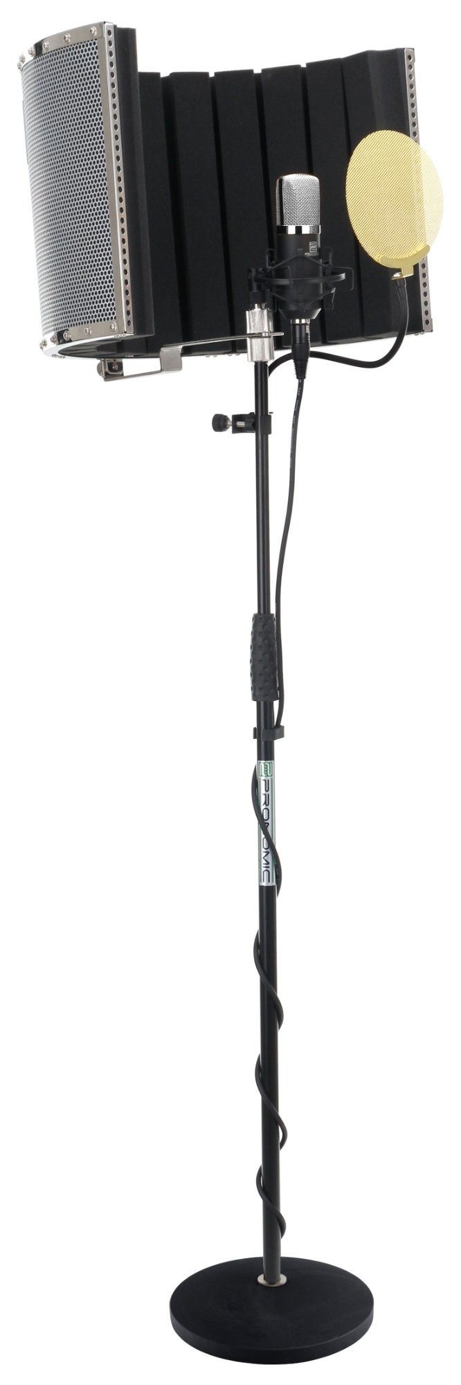 Pronomic Mikrofon CM-22 Studio Großmembranmikrofon (Komplettset Popschutz gold, 6-tlg), Inkl. Ständer, Micscreen, Kabel & Transportkoffer