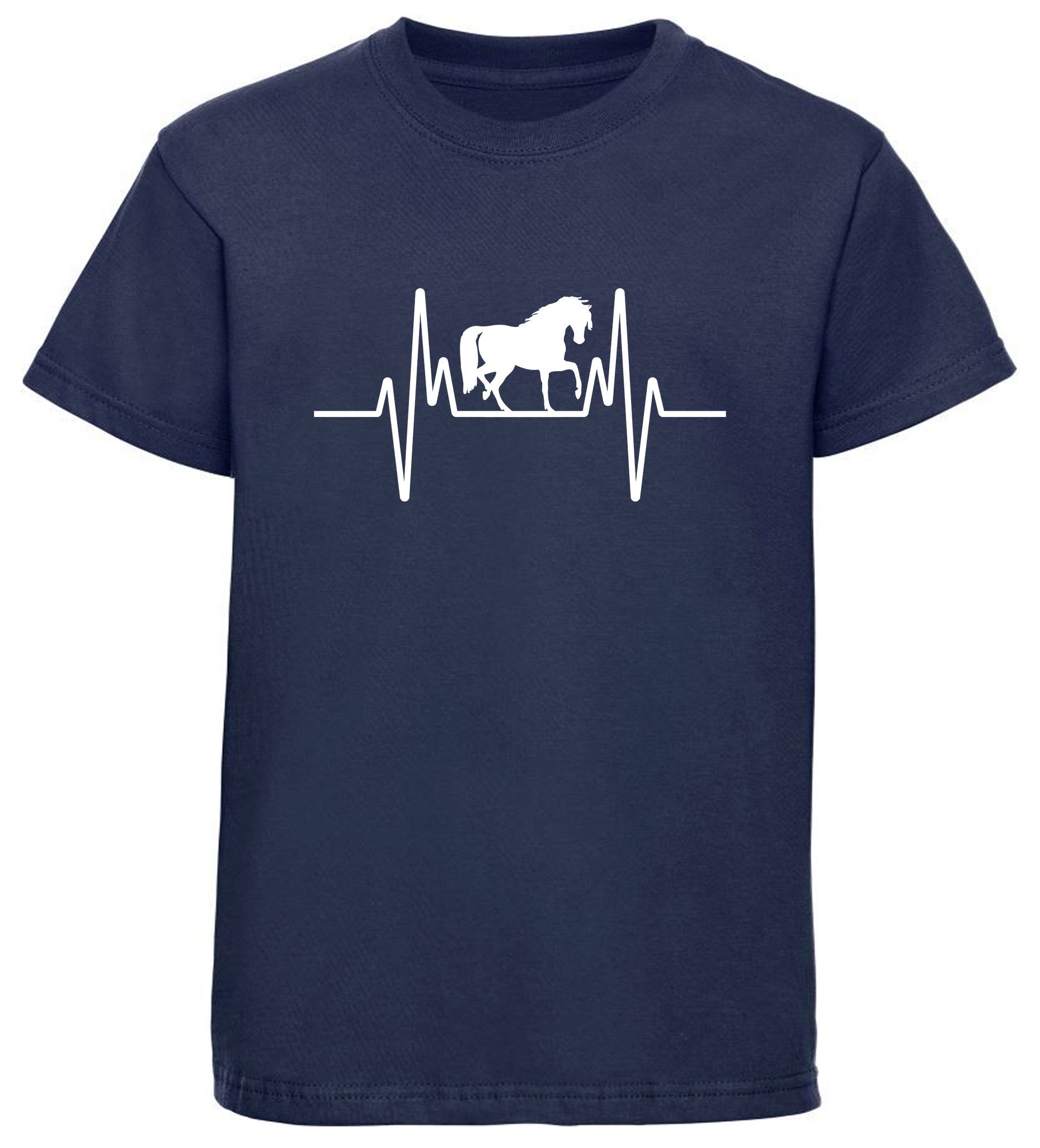 MyDesign24 T-Shirt Kinder Herzschlag T-Shirt - Pferd EKG Shirt navy blau kurzarm Regular Fit i593